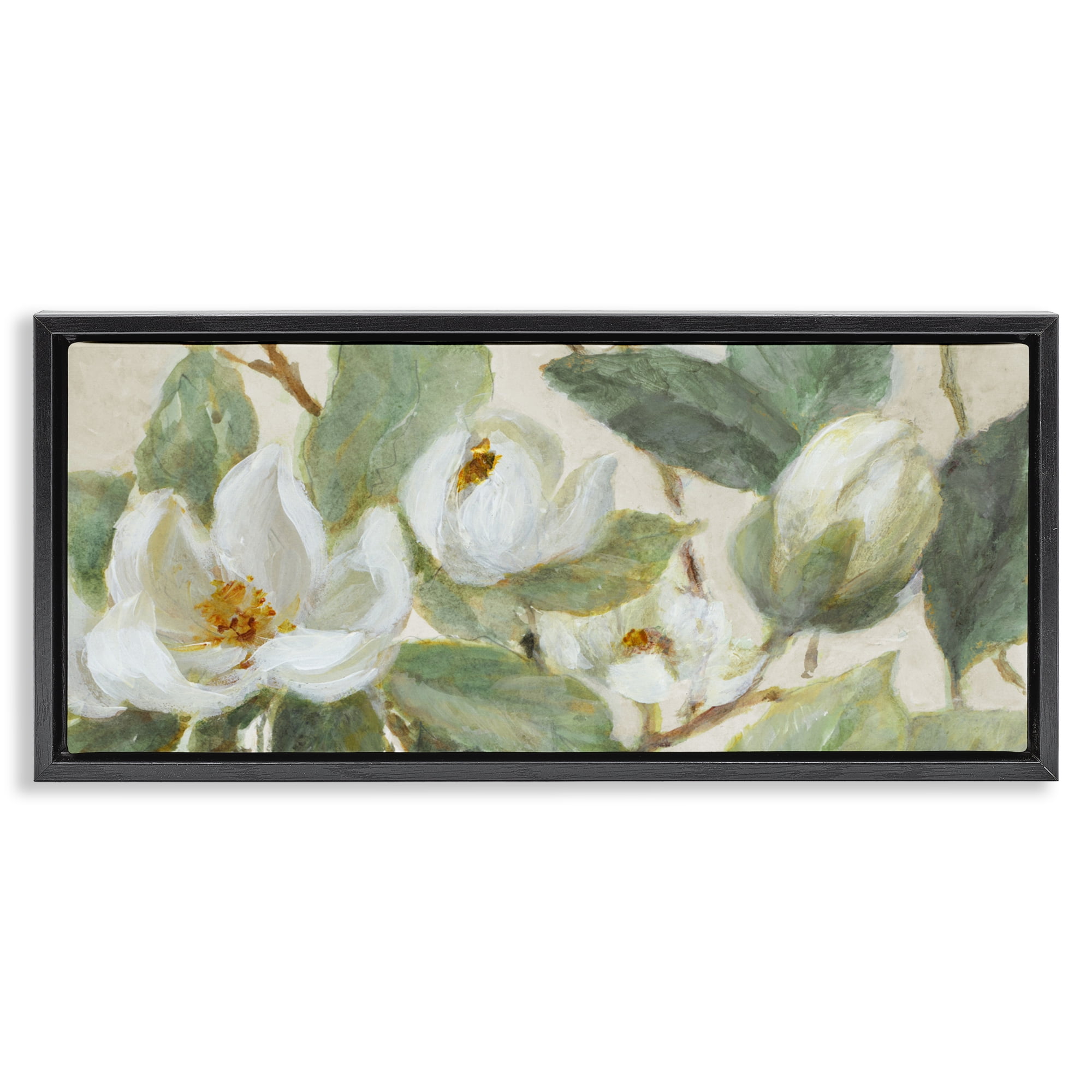 Stupell Industries Delicate Magnolia Dreaming Black Framed Floater Canvas Wall Art, design by Lanie Loreth