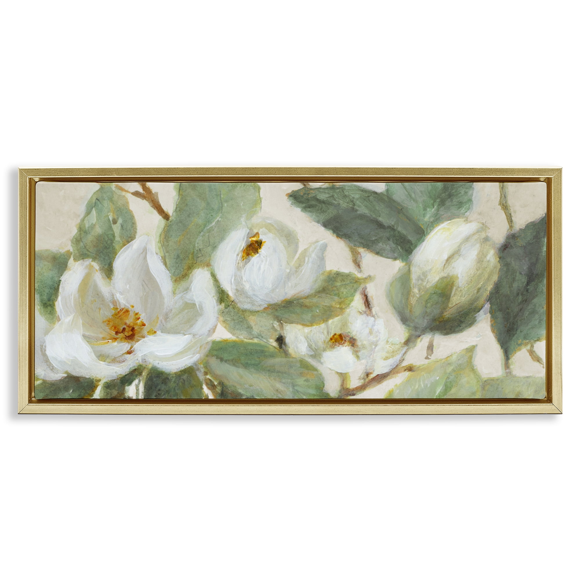 Stupell Industries Delicate Magnolia Dreaming Gold Framed Floater Canvas Wall Art, design by Lanie Loreth