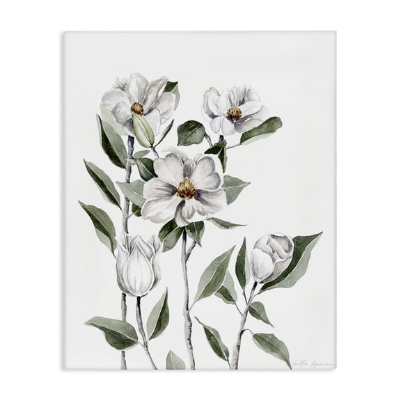 Stupell Industries Delicate Magnolia Sprigs Floral Painting Wrapped Canvas Canvas Art Print Wall Art, 16 x 20