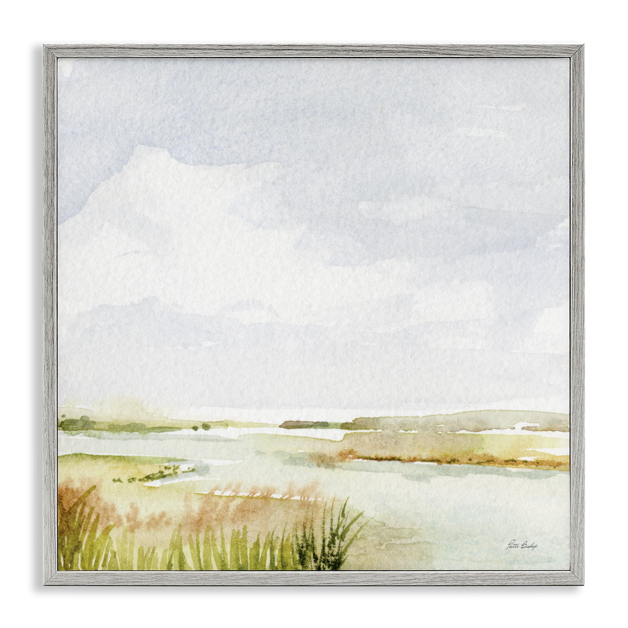 Stupell Industries Delicate Marsh Painting Gray Framed Giclee Art, design by Patti Bishop