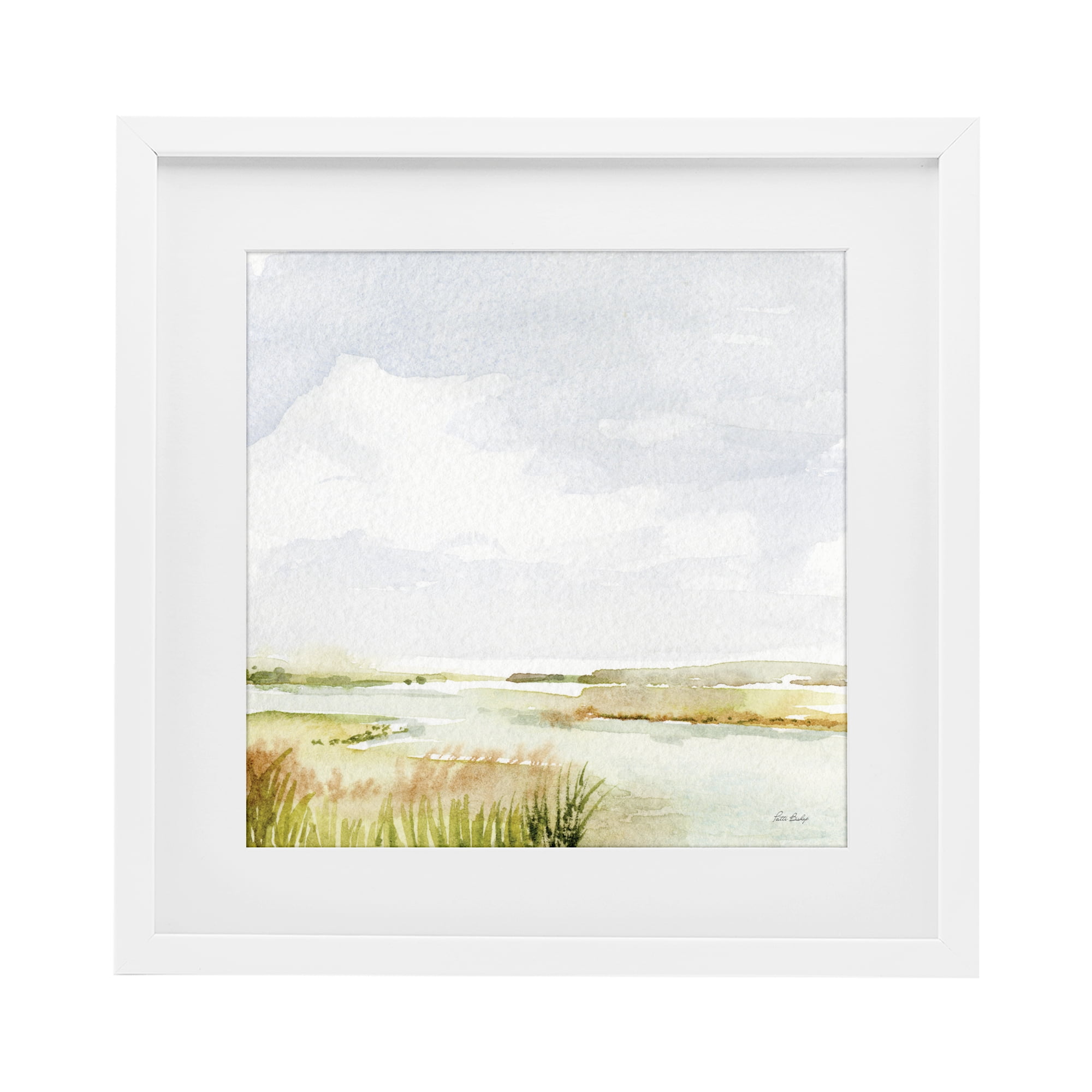 Stupell Industries Delicate Marsh Painting White Framed Print Under Glass, design by Patti Bishop