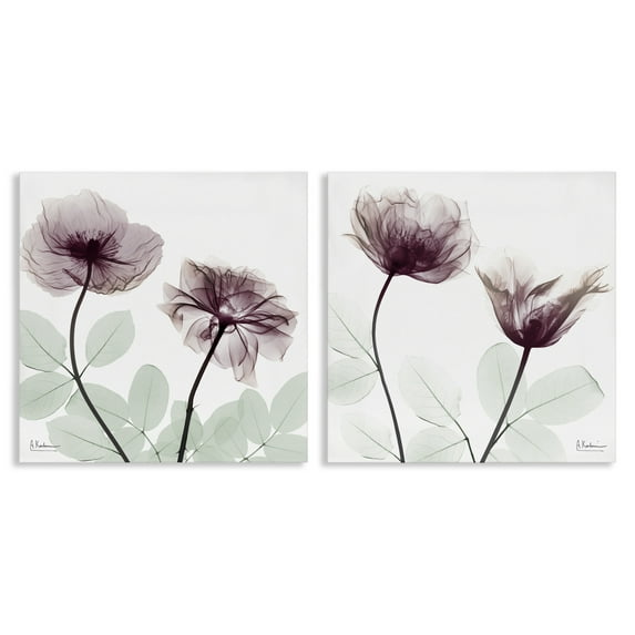 Stupell Industries Delicate Mauve Flowers Floral Painting Wrapped Canvas Canvas Art Print Wall Art, 24 x 24, Set of 2