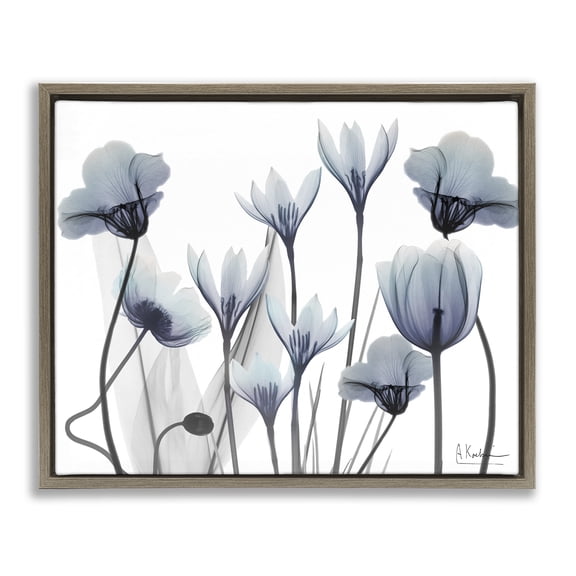 Stupell Industries Delicate Mixed Chic Blooms Floral Photography Brown Floater Framed Canvas Art Print Wall Art, 21 x 17