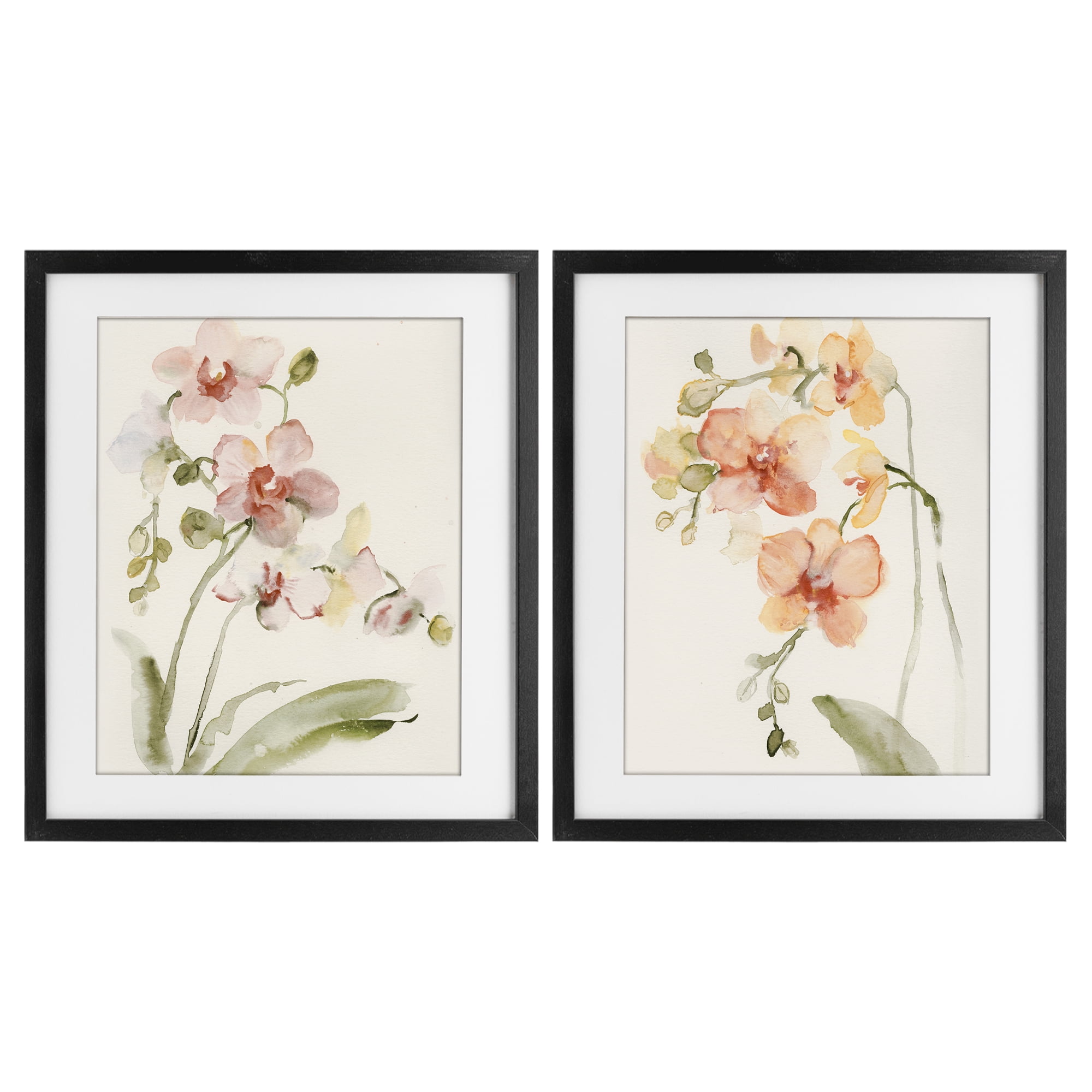 Stupell Industries Delicate Orchids in Bloom 2 Piece Black Framed Print Under Glass Set, design by Victoria Barnes