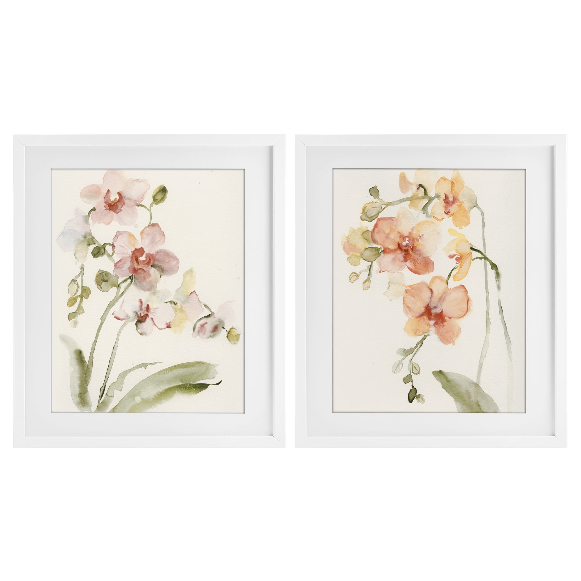 Stupell Industries Delicate Orchids in Bloom 2 Piece White Framed Print Under Glass Set, design by Victoria Barnes
