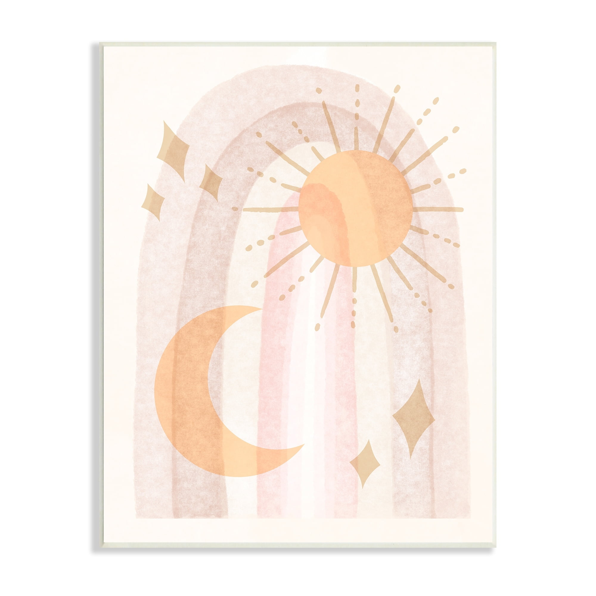Stupell Industries Delicate Pastel Astral Sun Moon Stars Pattern Graphic Art Unframed Art Print Wall Art, 13x19, by Daphne Polselli