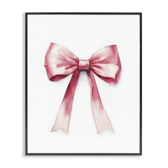 Stupell Industries Delicate Pink Bow Fashion Painting Black Framed Art Print Wall Art, 11 x 14
