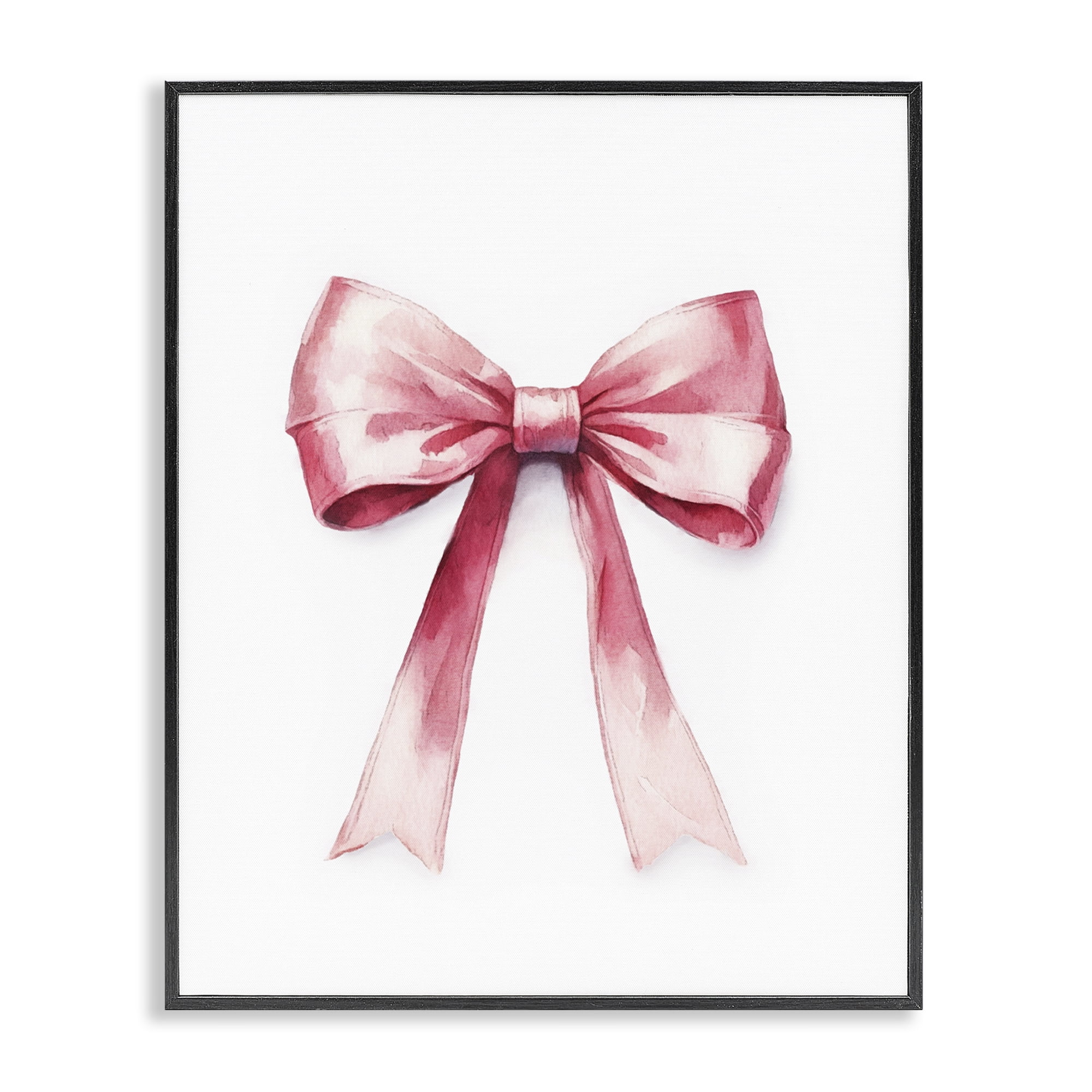 Stupell Industries Delicate Pink Bow Fashion Painting Black Framed Art Print Wall Art, 24 x 30