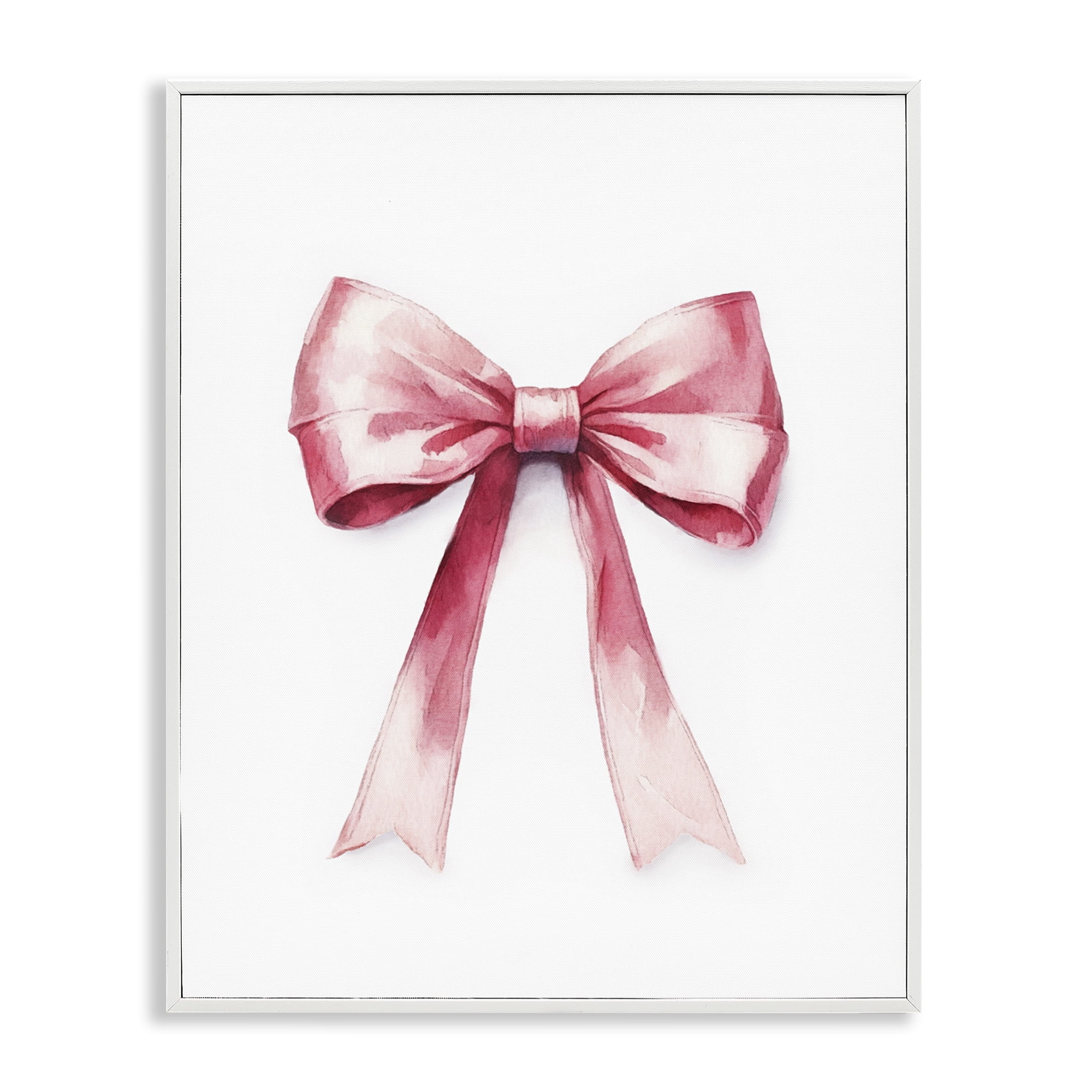Stupell Industries Delicate Pink Bow Fashion Painting White Framed Art Print Wall Art, 11 x 14