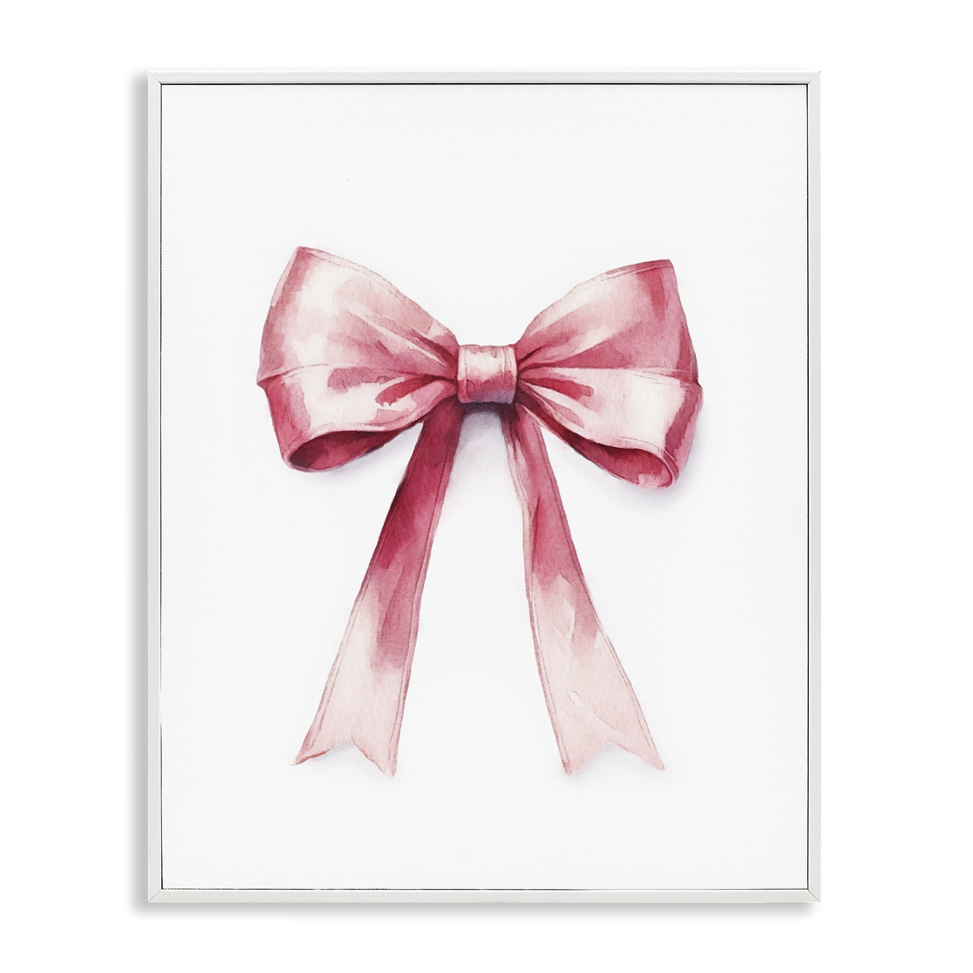 Stupell Industries Delicate Pink Bow Fashion Painting White Framed Art Print Wall Art, 16 x 20