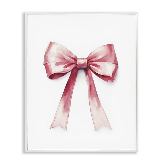 Stupell Industries Delicate Pink Bow Fashion Painting White Framed Art Print Wall Art, 24 x 30