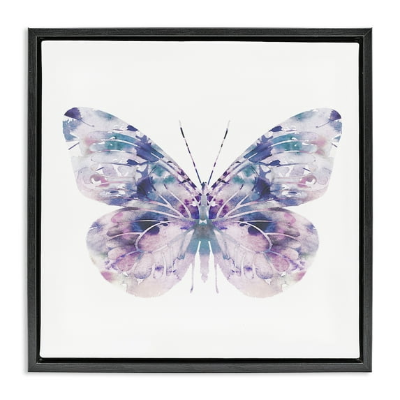 Stupell Industries Delicate Purple Butterfly Wings Animals & Insects Painting Black Floater Framed Canvas Art Print Wall Art, 25 x 25