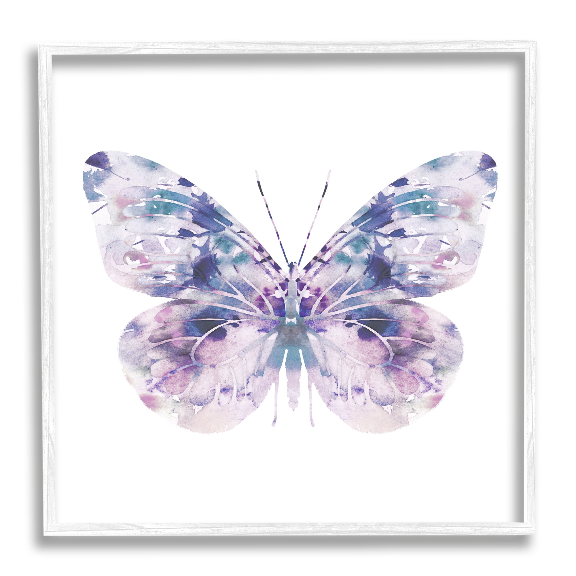 Stupell Industries Delicate Purple Butterfly Wings Pebbled Watercolor Effect Framed Wall Art, 12 x 12, Design by Leah Straatsma
