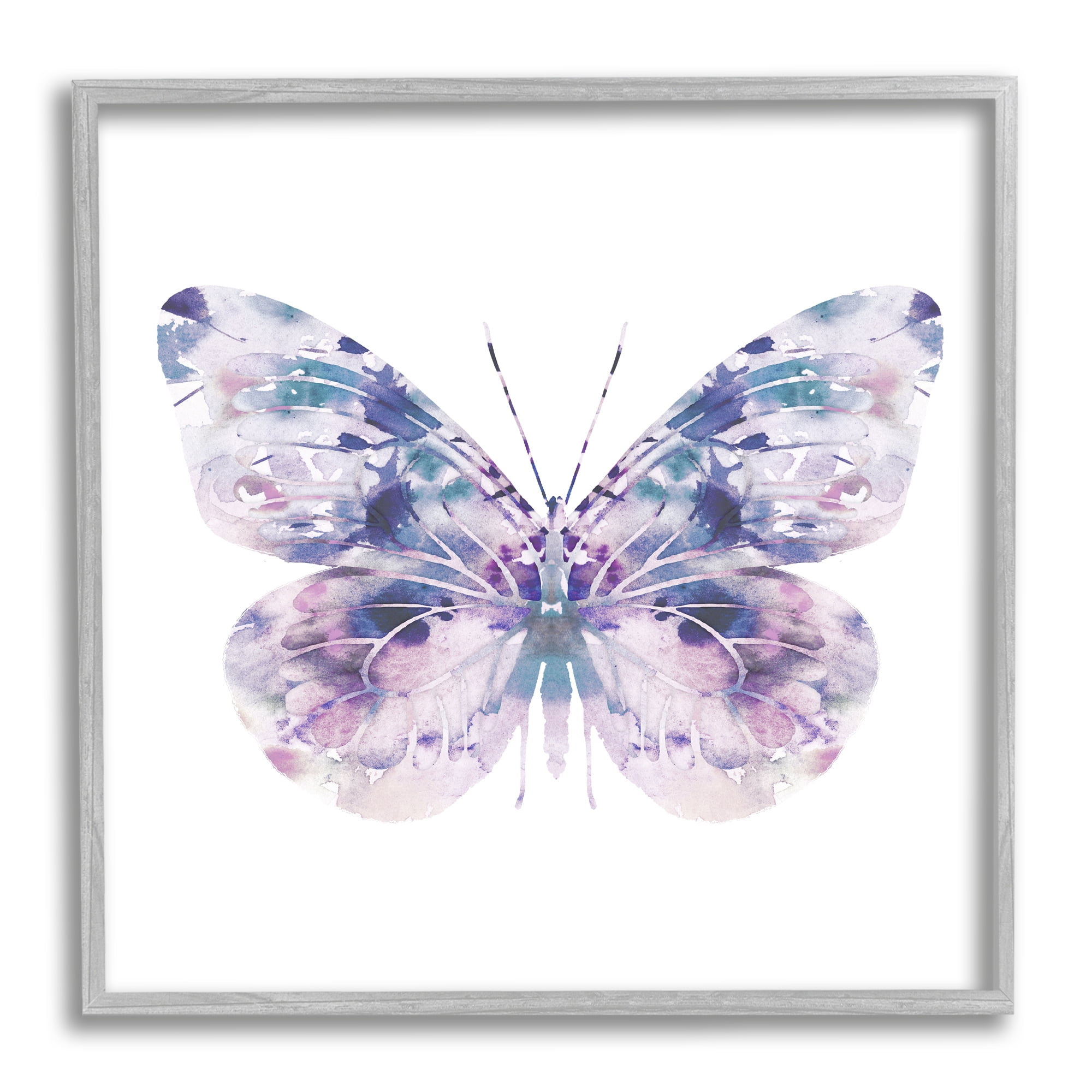 Stupell Industries Delicate Purple Butterfly Wings Pebbled Watercolor Effect Framed Wall Art, 24 x 24, Design by Leah Straatsma