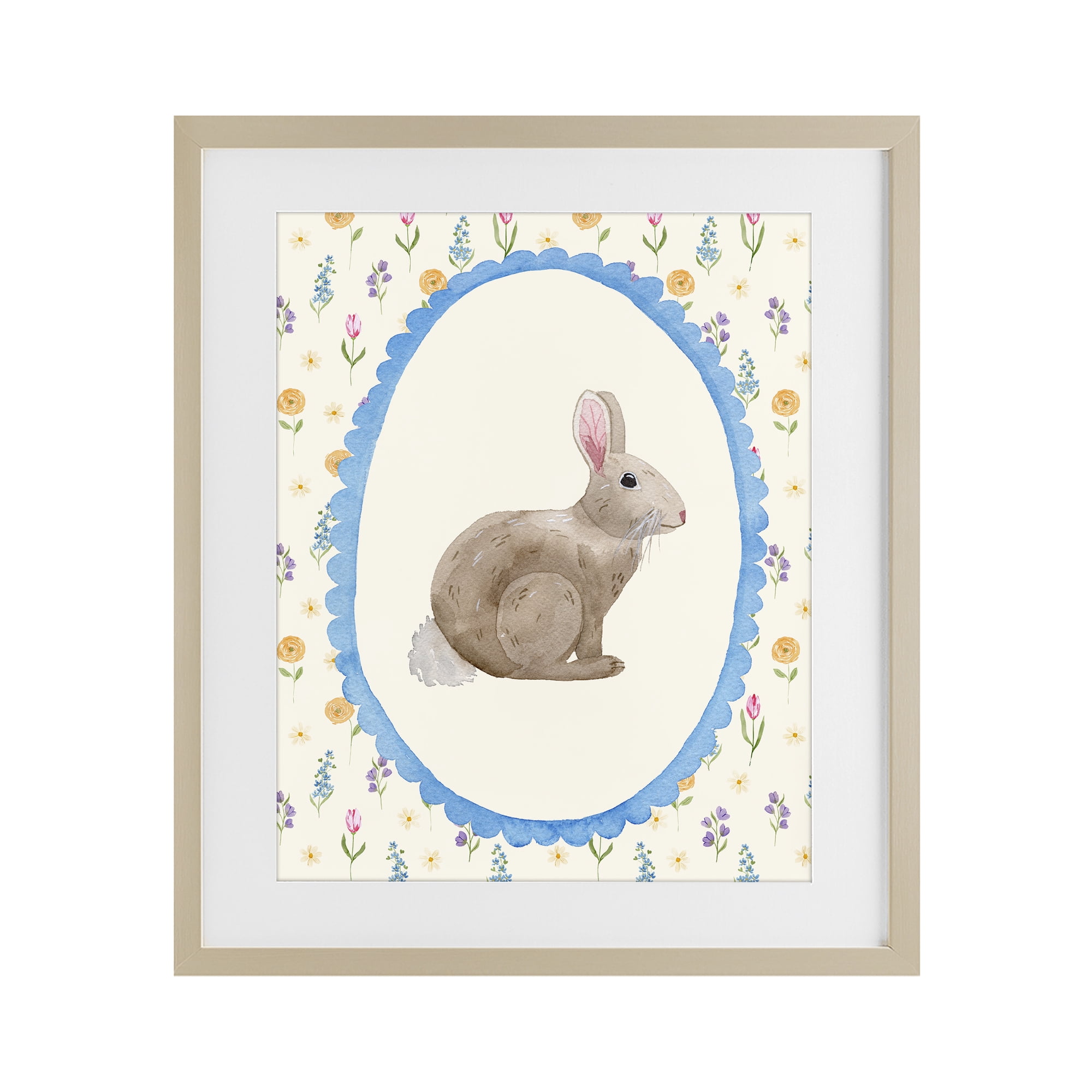Stupell Industries Delicate Spring Bunny Florals Birch Framed Print Under Glass, design by Nina Jacobs