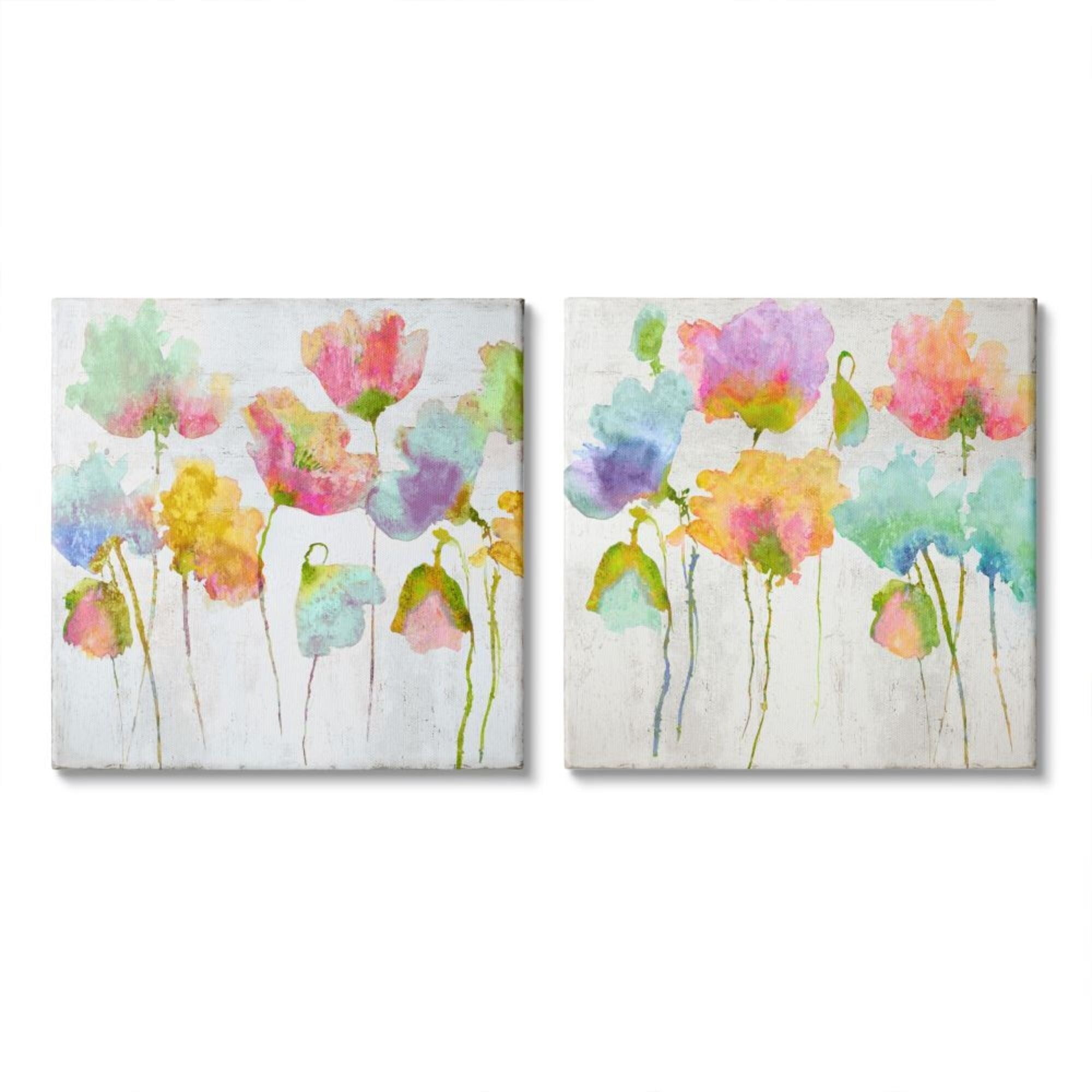 Stupell Industries Delicate Watercolor Florals Blooming Pink Blue Design by Vanessa Austin, 2 Piece, 24" x 24"