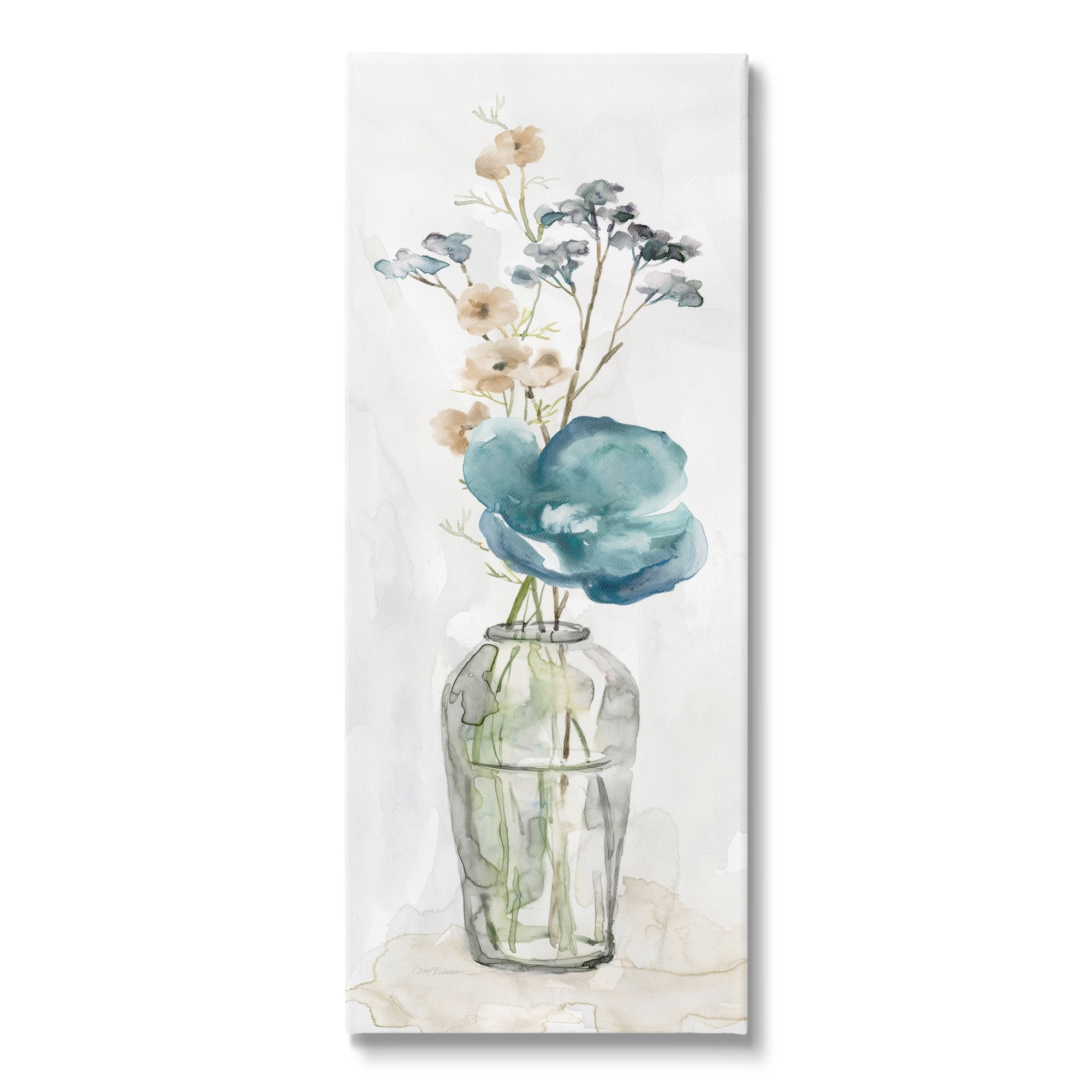 Delicate Watercolor Ikebana Flower Blossoms Canvas Wall Art
