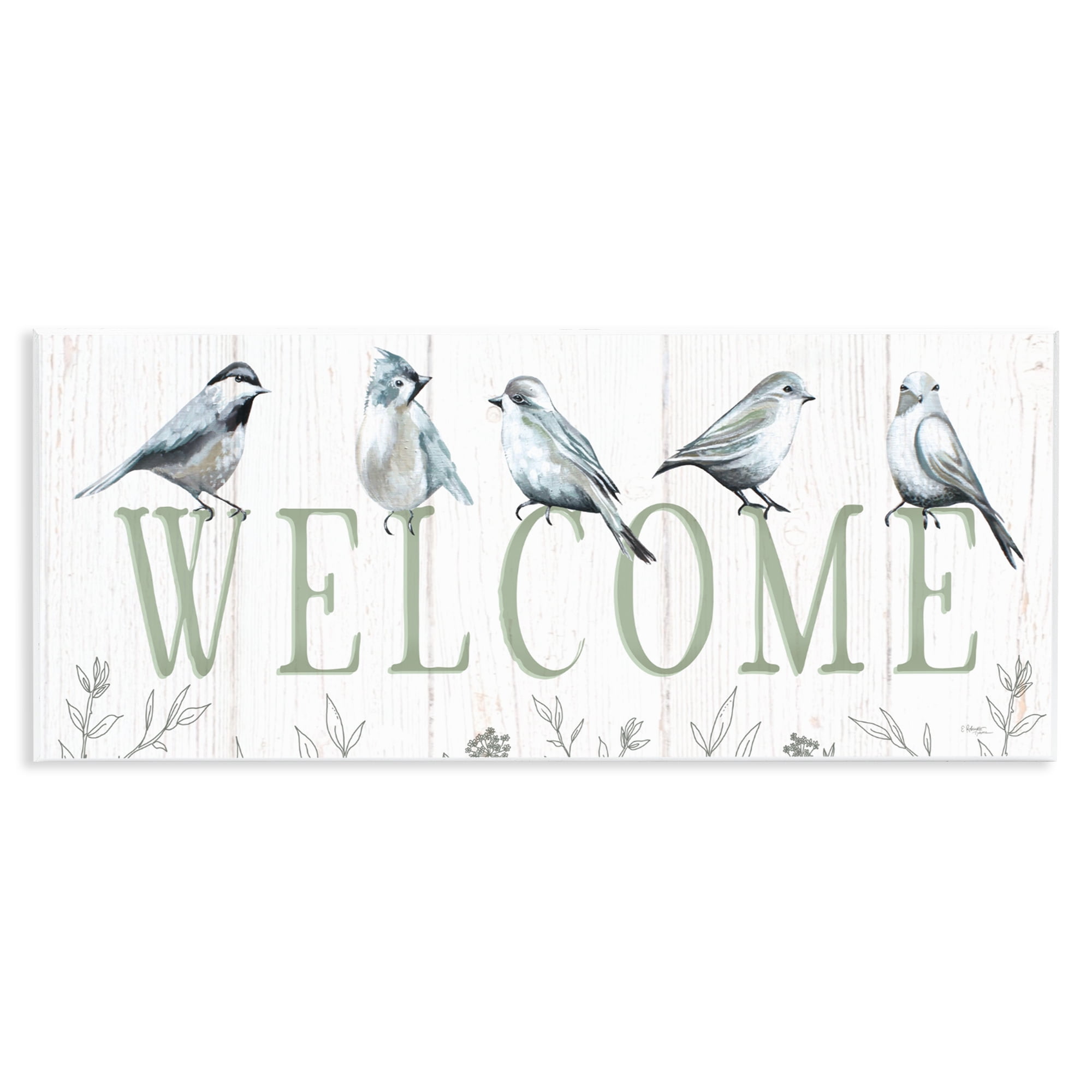 Stupell Industries Delicate Welcome Birds Wall Plaque Art, design by Elizabeth Tyndall