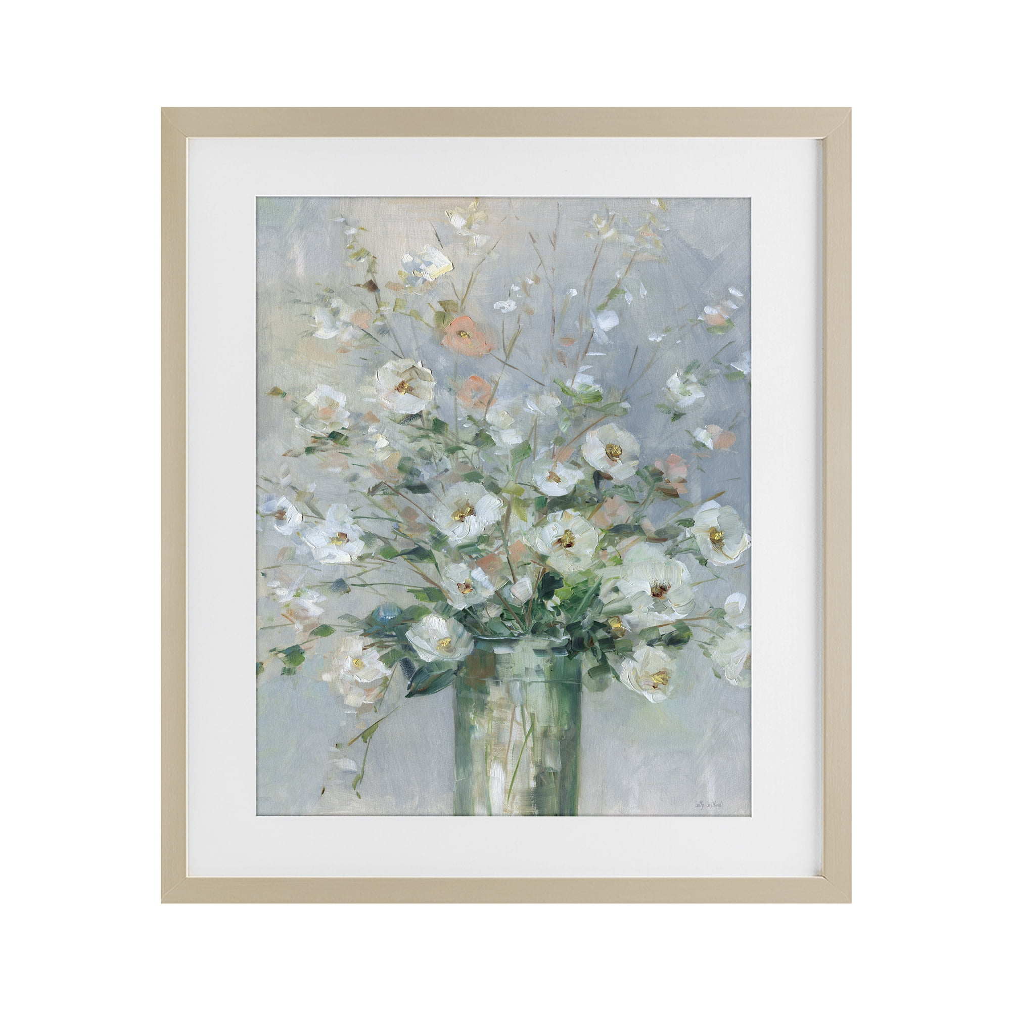 Stupell Industries Delicate White Blossoms Impression Birch Framed Print Under Glass, design by Sally Swatland