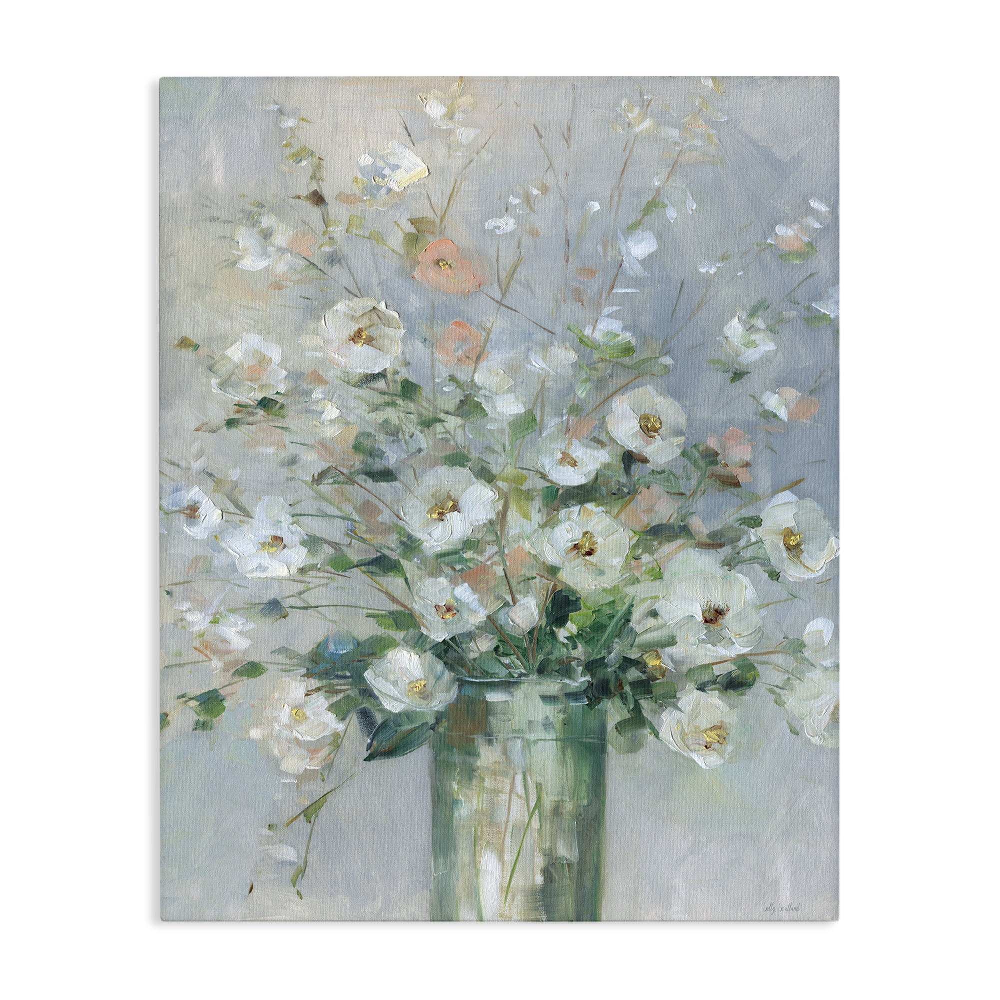 Stupell Industries Delicate White Blossoms Impression Canvas Wall Art, design by Sally Swatland
