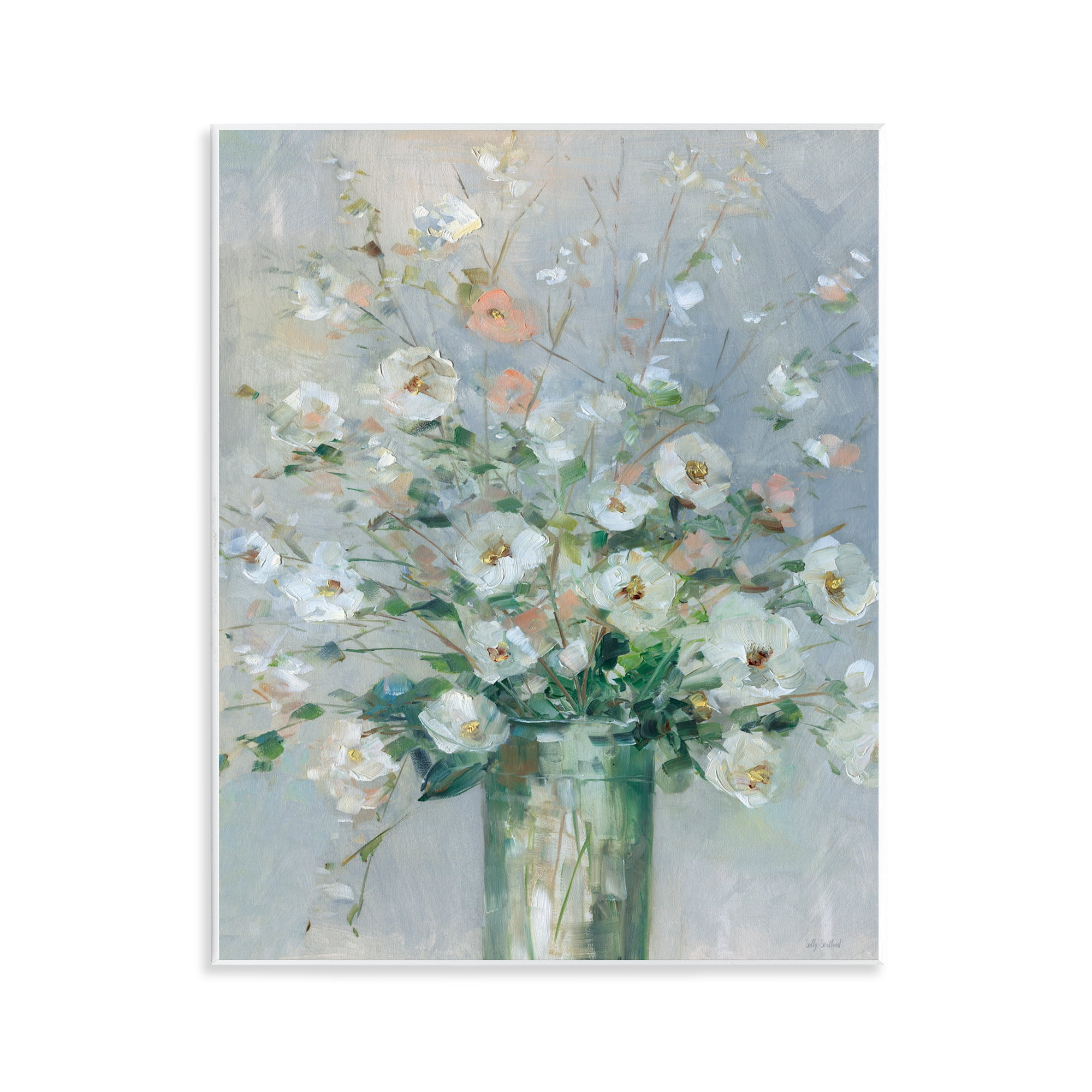 Stupell Industries Delicate White Blossoms Impression Wall Plaque Art, design by Sally Swatland