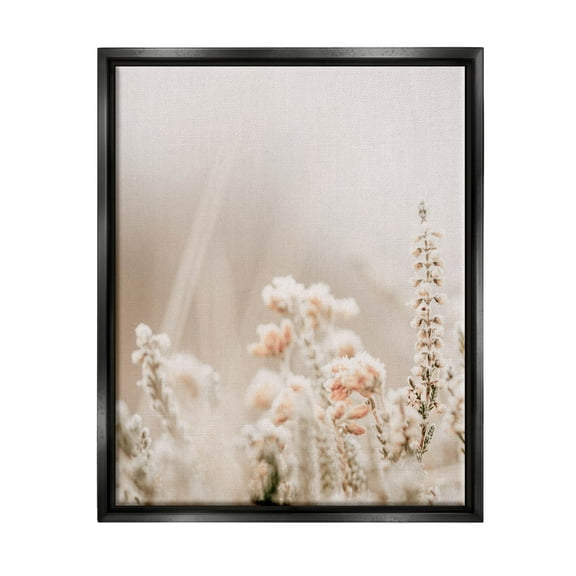 Stupell Industries Delicate Wildflower Blossoms Photograph Jet Black Floating Framed Canvas Print Wall Art, Design by Leah Straatsma