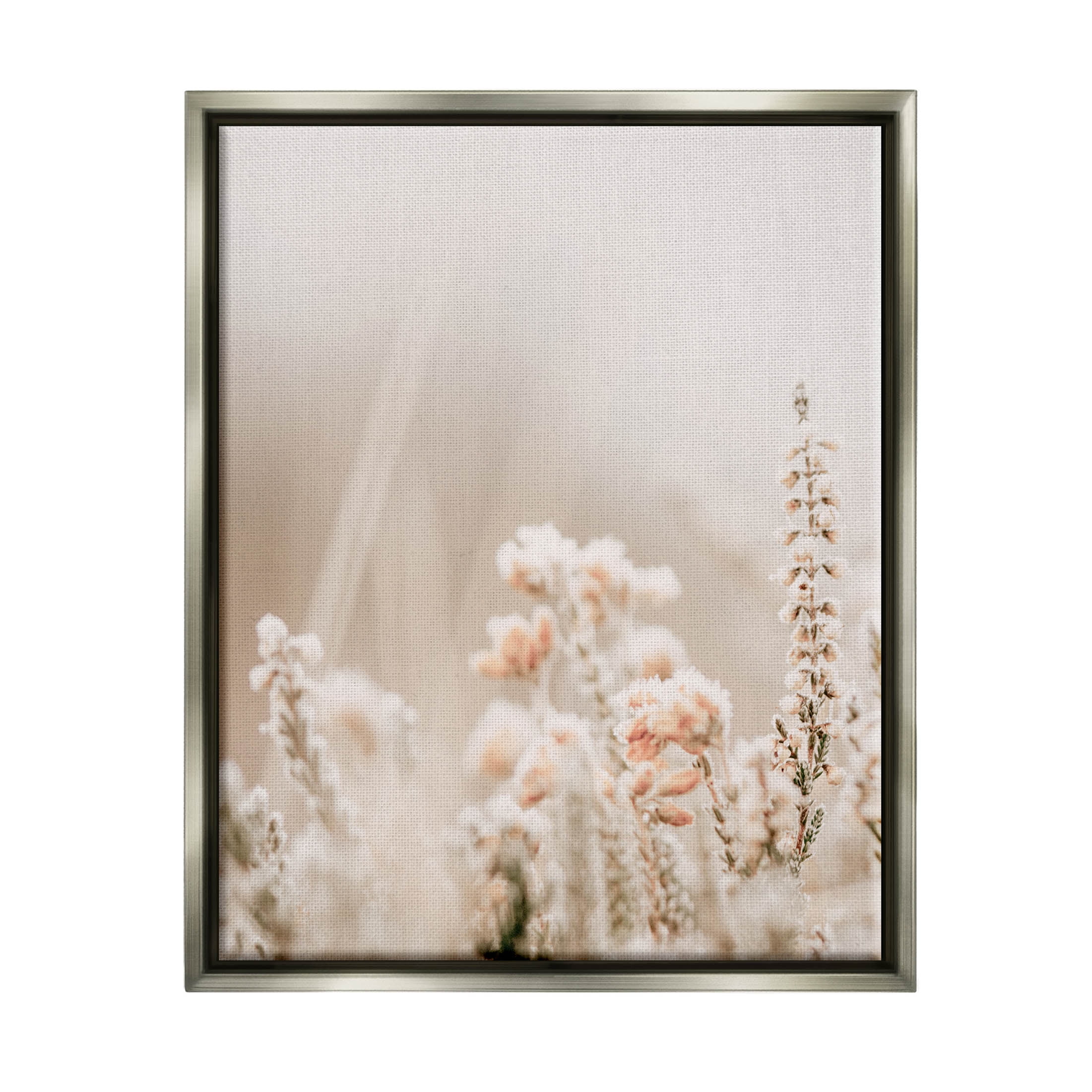 Stupell Industries Delicate Wildflower Blossoms Photograph Luster Gray Floating Framed Canvas Print Wall Art, Design by Leah Straatsma