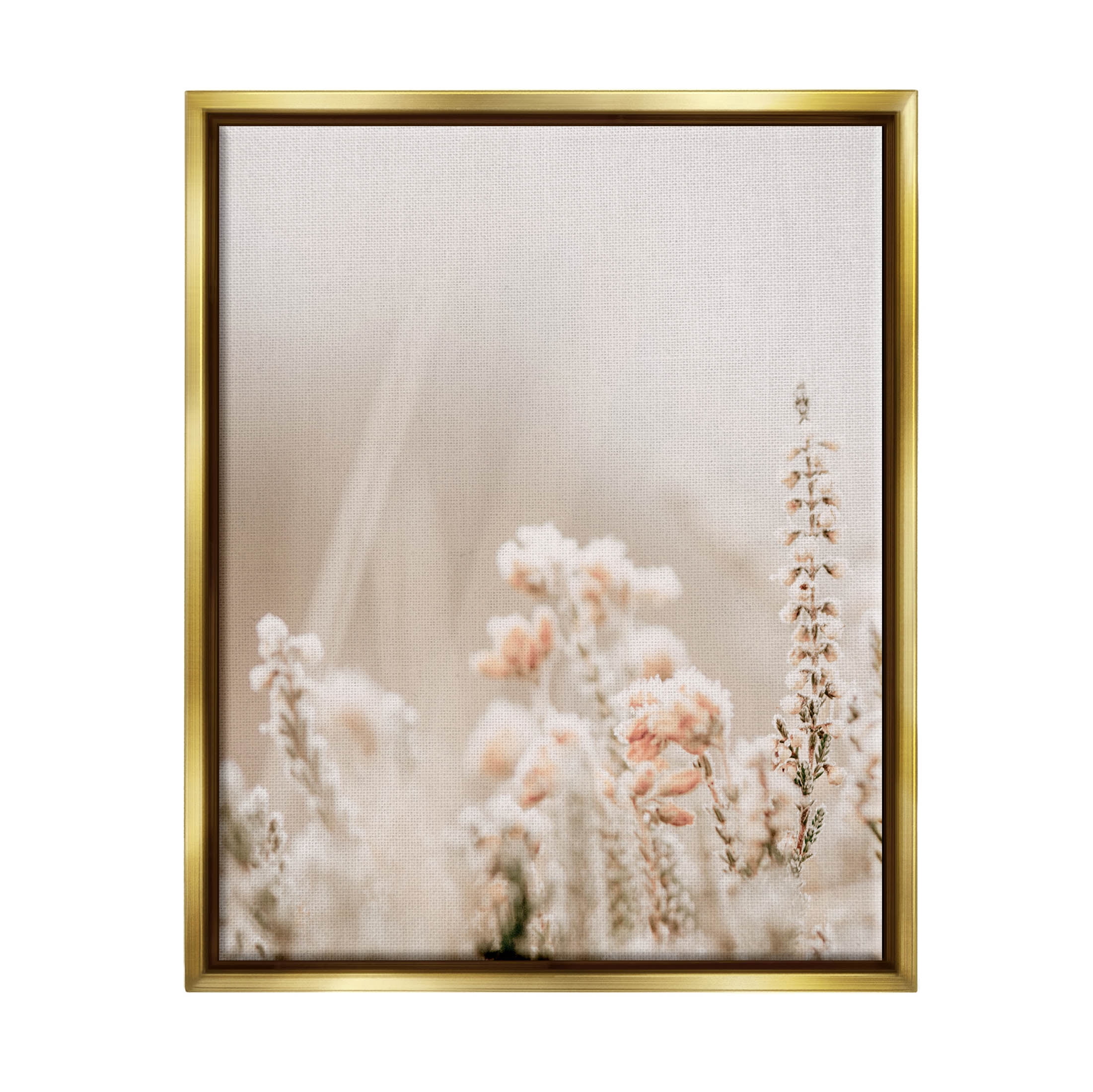 Stupell Industries Delicate Wildflower Blossoms Photograph Metallic Gold Floating Framed Canvas Print Wall Art, Design by Leah Straatsma