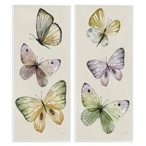 Stupell Industries Delicate Winged Butterfly Trio Animals Painting Unframed Art Print Wall Art, 7 x 17, Set of 2