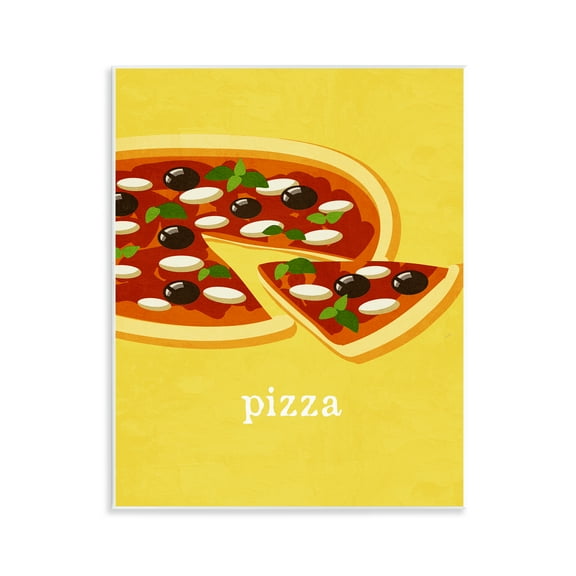 Stupell Industries Delicious Pizza on Yellow Food & Beverage Painting Unframed Art Print Wall Art, 11 x 14