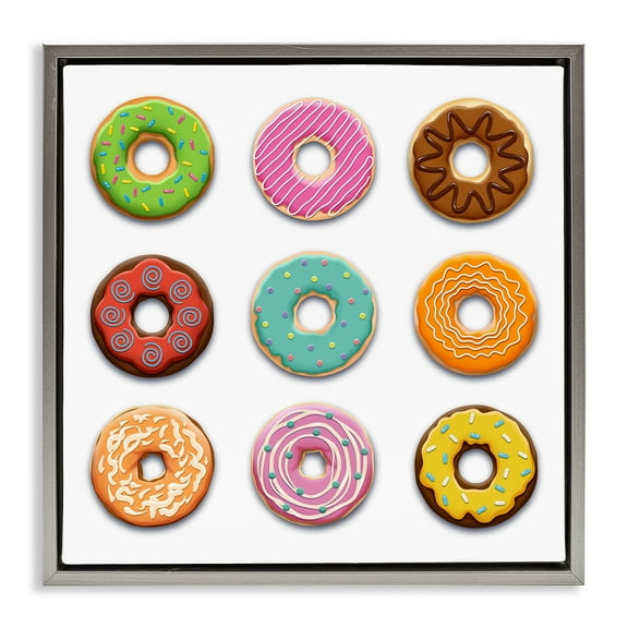 Stupell Industries Delicious Various Donuts Food & Beverage Painting Gray Floater Framed Canvas Art Print Wall Art, 25 x 25