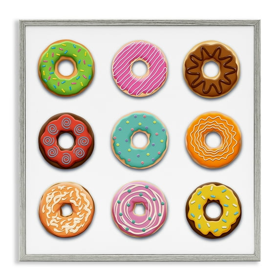 Stupell Industries Delicious Various Donuts Food & Beverage Painting Gray Framed Art Print Wall Art, 24 x 24