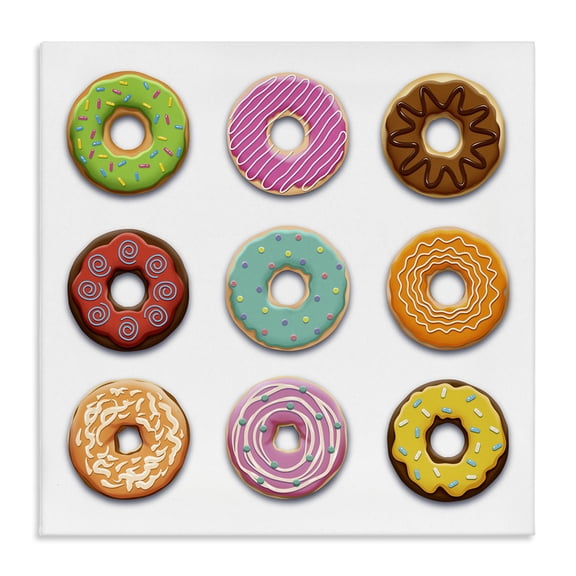 Stupell Industries Delicious Various Donuts Food & Beverage Painting Wrapped Canvas Canvas Art Print Wall Art, 17 x 17