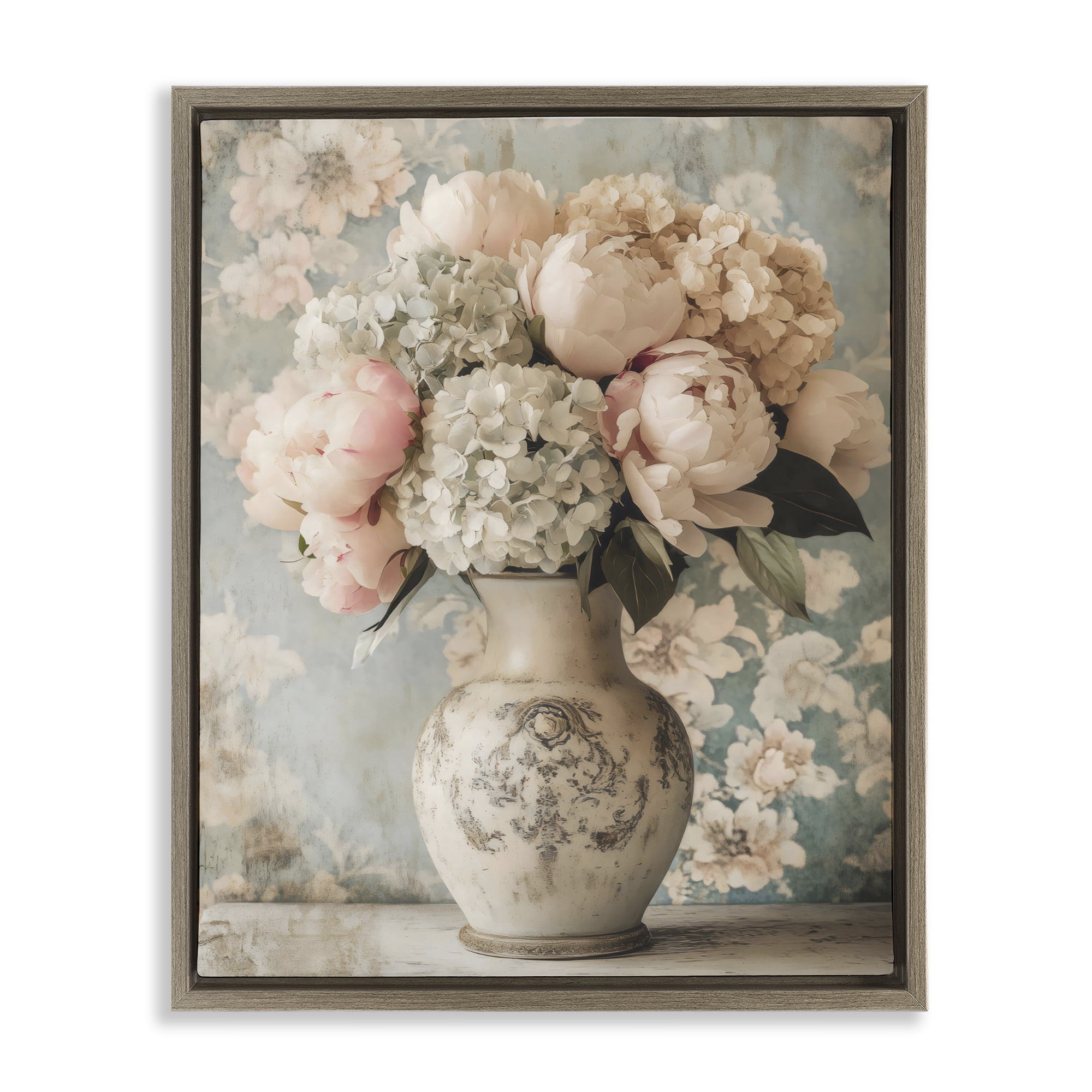 Stupell Industries Delightful Arrangement of Flowers Brown Framed Floater Canvas Wall Art, design by Creative Studio
