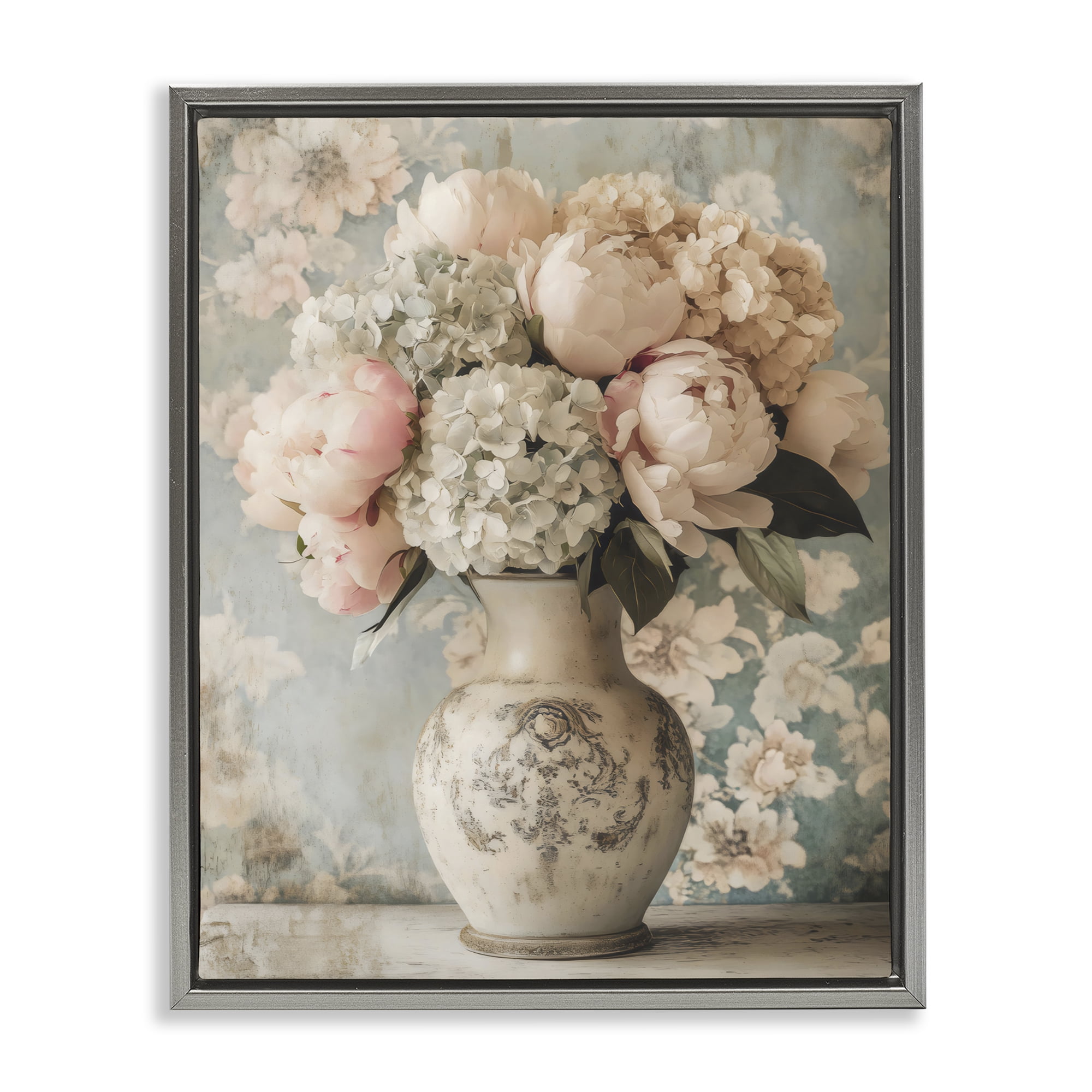 Stupell Industries Delightful Arrangement of Flowers Gray Framed Floater Canvas Wall Art, design by Creative Studio