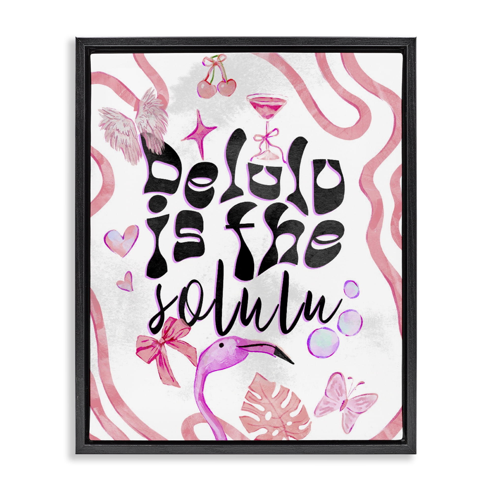 Stupell Industries Delulu Is The Solulu Black Framed Floater Canvas Wall Art, design by Ziwei Li