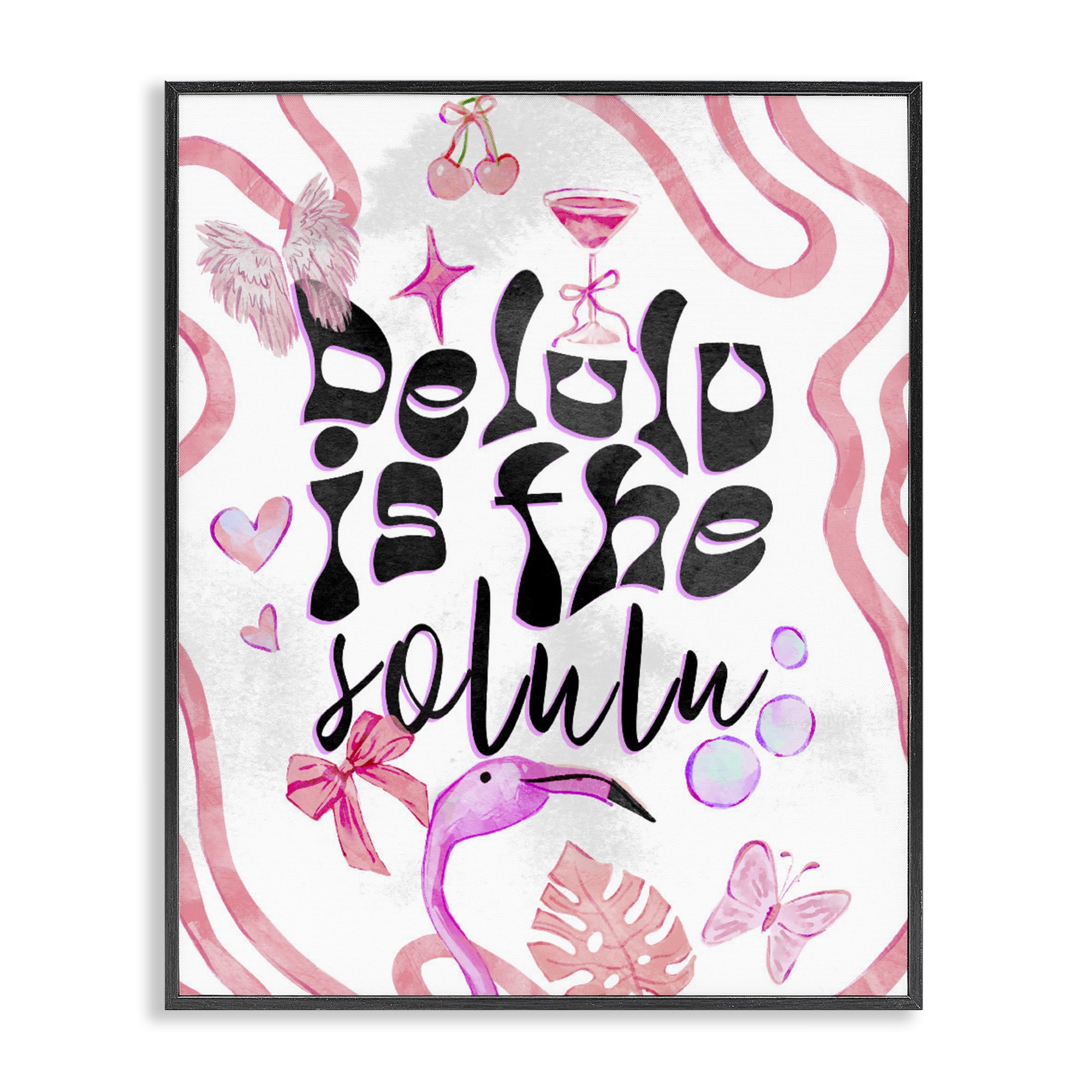 Stupell Industries Delulu Is The Solulu Black Framed Giclee Art, design by Ziwei Li