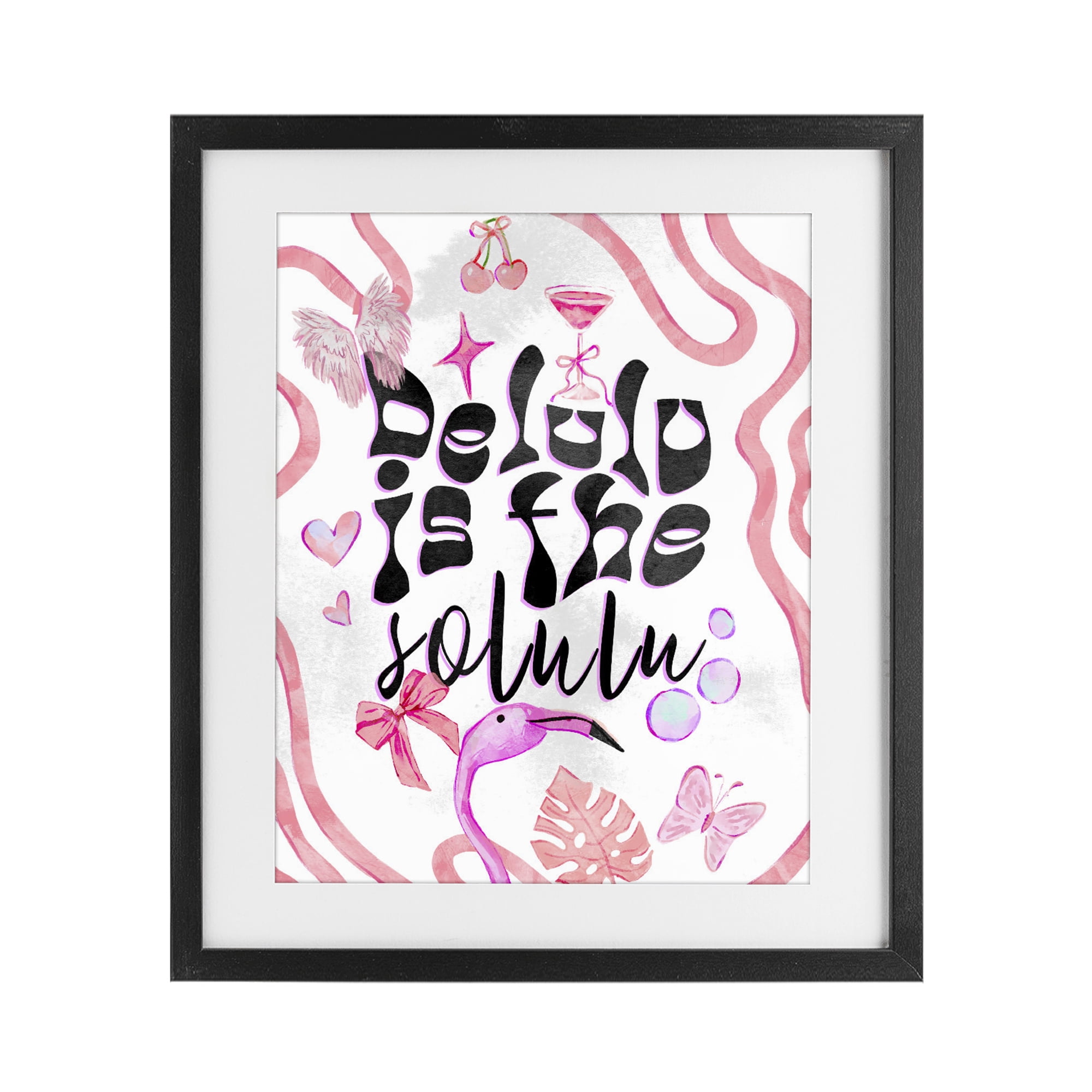 Stupell Industries Delulu Is The Solulu Black Framed Print Under Glass, design by Ziwei Li
