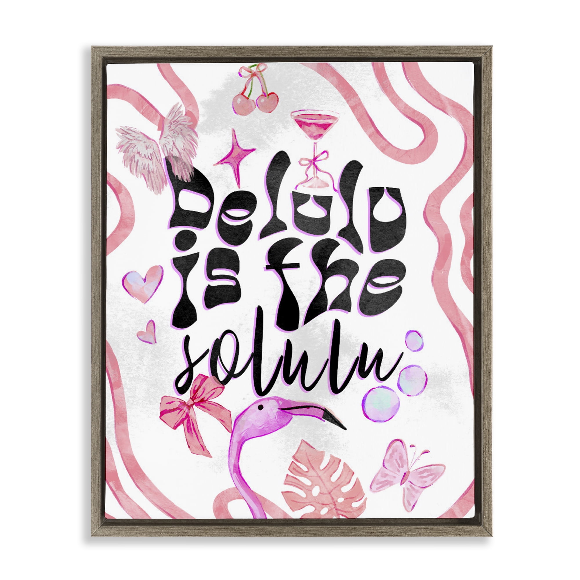 Stupell Industries Delulu Is The Solulu Brown Framed Floater Canvas Wall Art, design by Ziwei Li