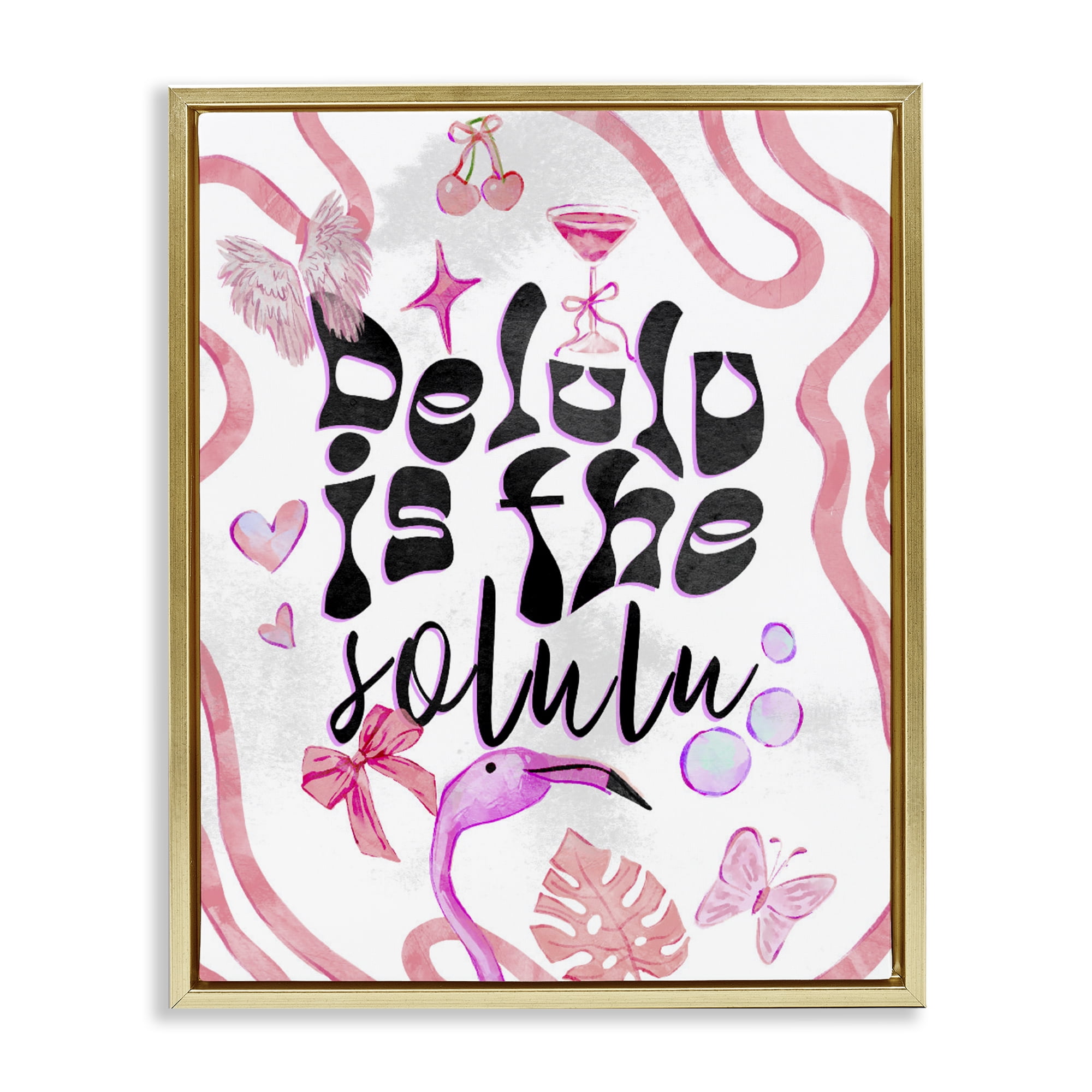 Stupell Industries Delulu Is The Solulu Gold Framed Floater Canvas Wall Art, design by Ziwei Li