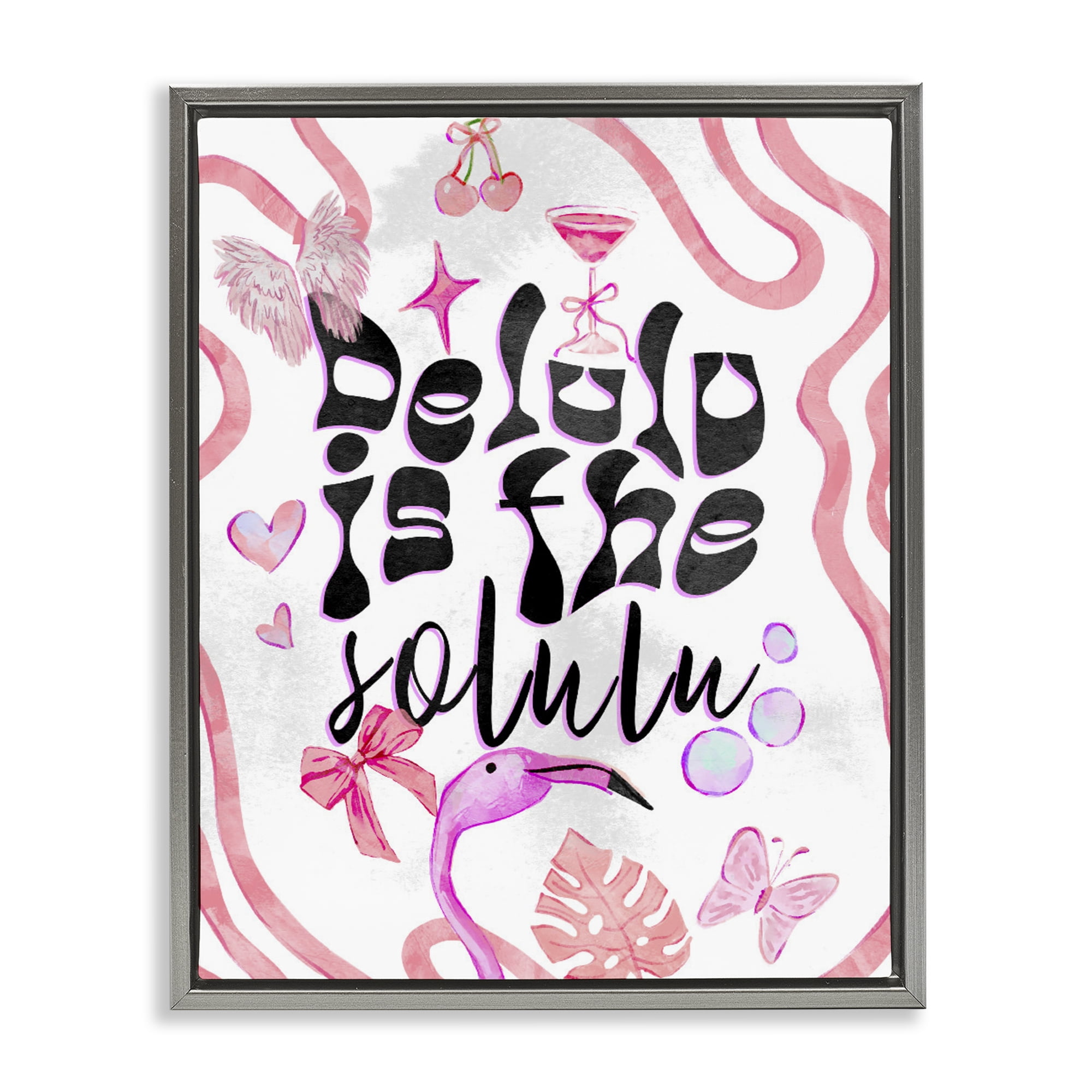 Stupell Industries Delulu Is The Solulu Gray Framed Floater Canvas Wall Art, design by Ziwei Li