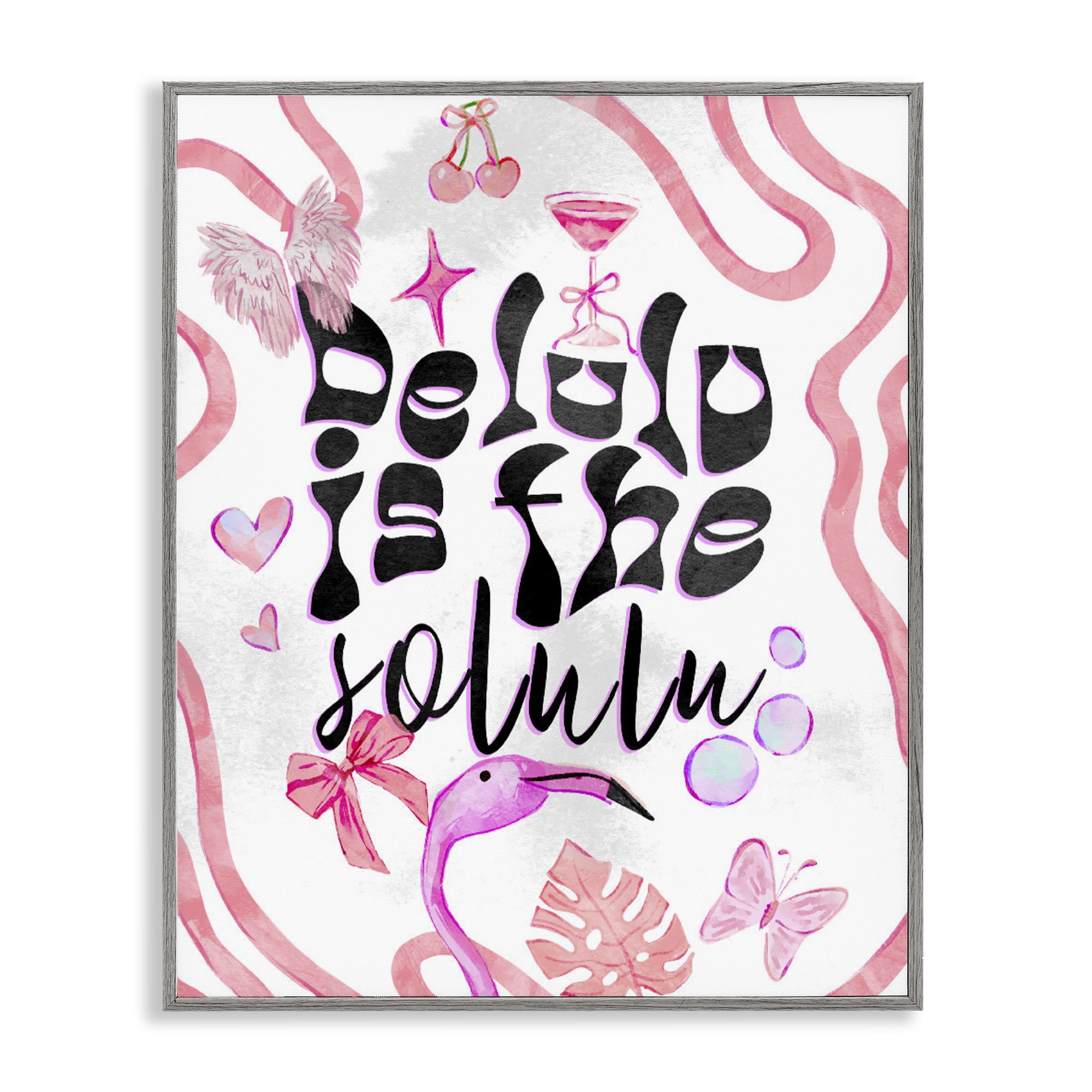 Stupell Industries Delulu Is The Solulu Gray Framed Giclee Art, design by Ziwei Li