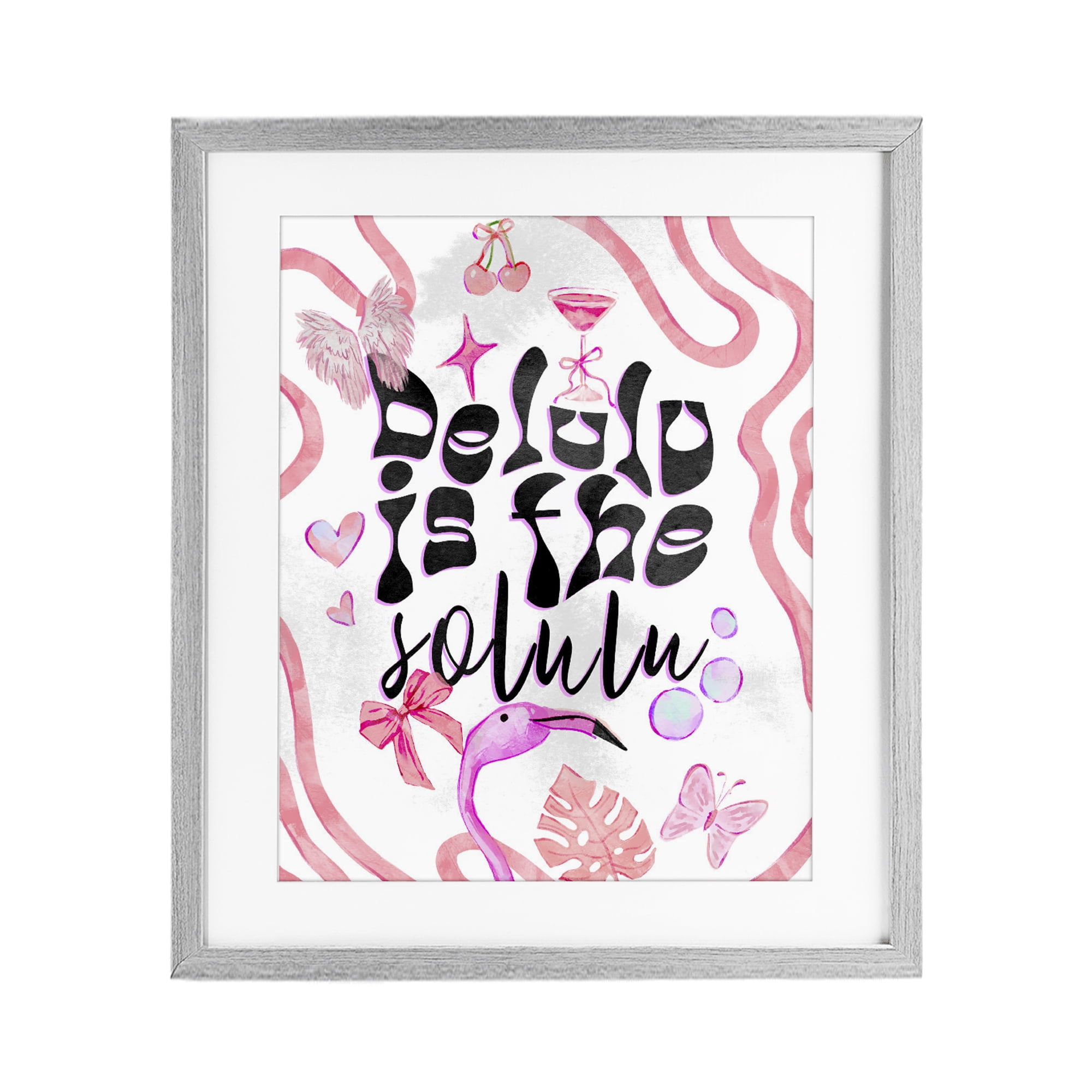 Stupell Industries Delulu Is The Solulu Gray Framed Print Under Glass, design by Ziwei Li