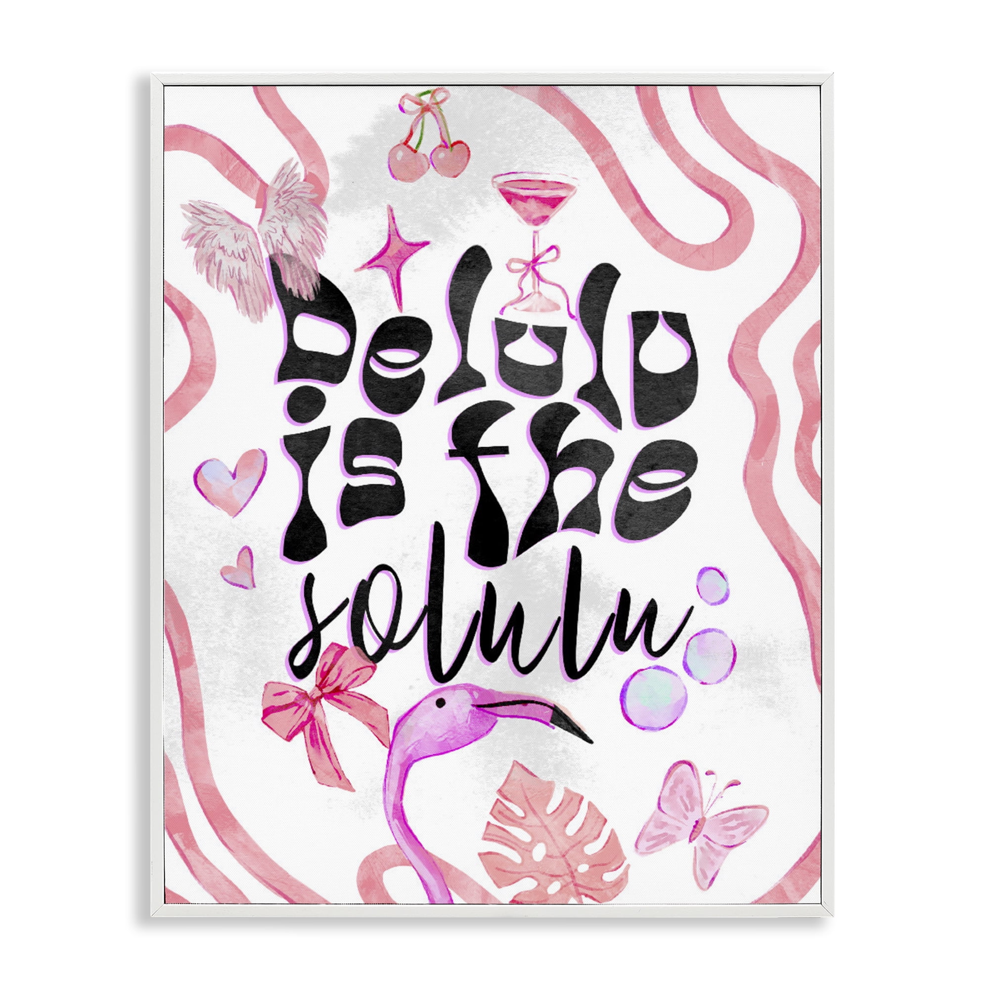 Stupell Industries Delulu Is The Solulu White Framed Giclee Art, design by Ziwei Li