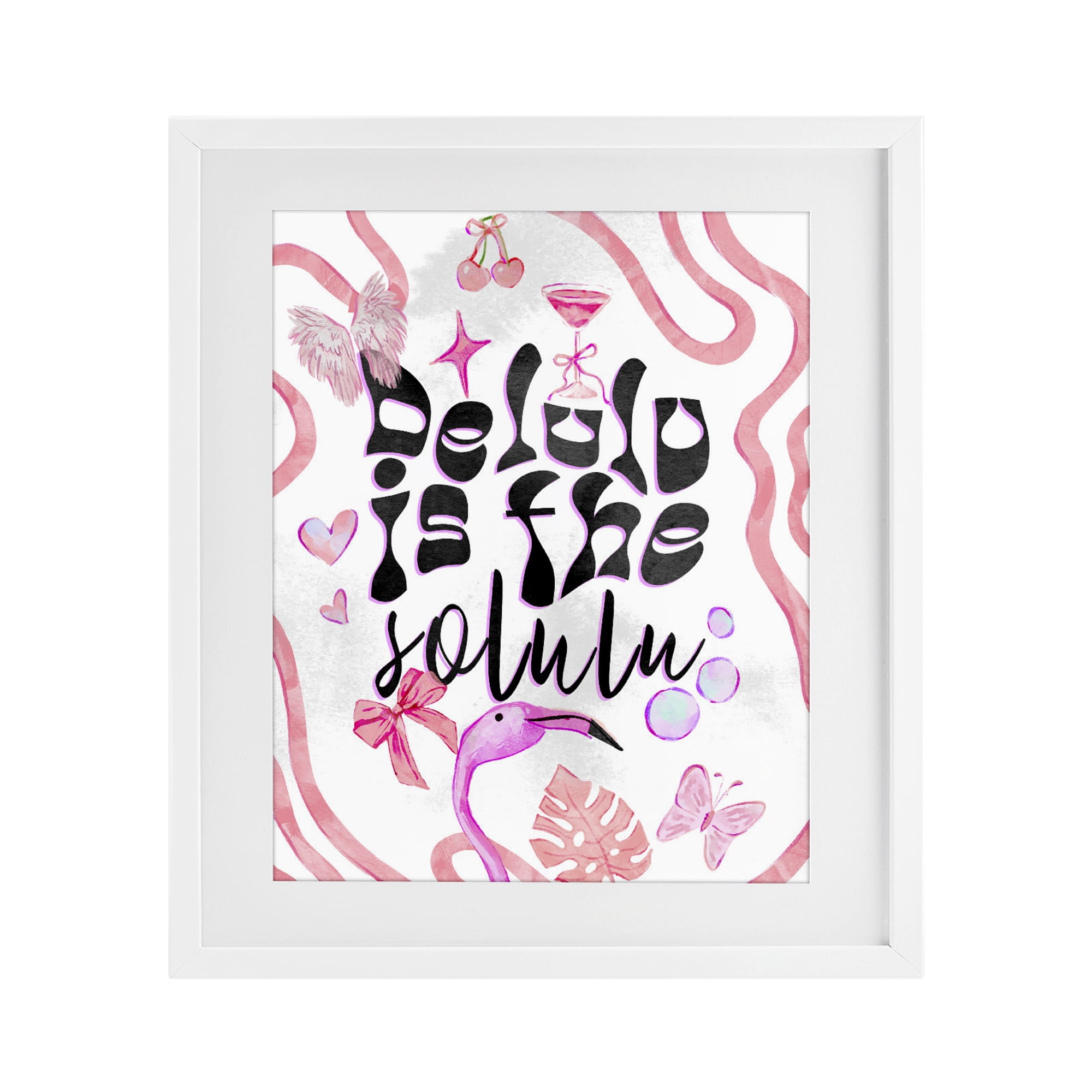 Stupell Industries Delulu Is The Solulu White Framed Print Under Glass, design by Ziwei Li