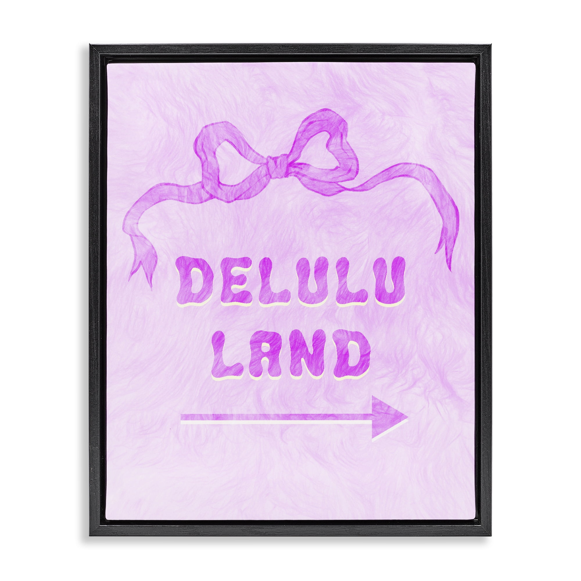 Stupell Industries Delulu Land Feminine Ribbon Black Framed Floater Canvas Wall Art, design by Ziwei Li