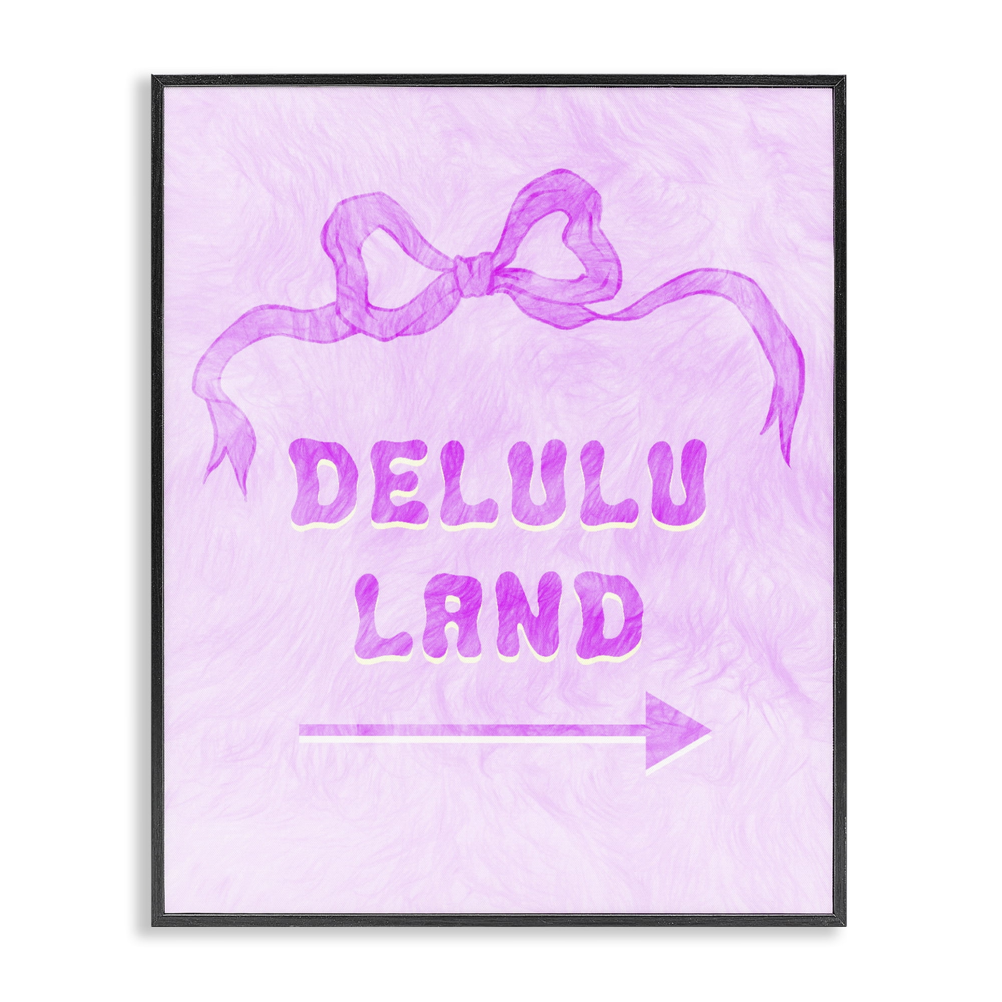 Stupell Industries Delulu Land Feminine Ribbon Black Framed Giclee Art, design by Ziwei Li