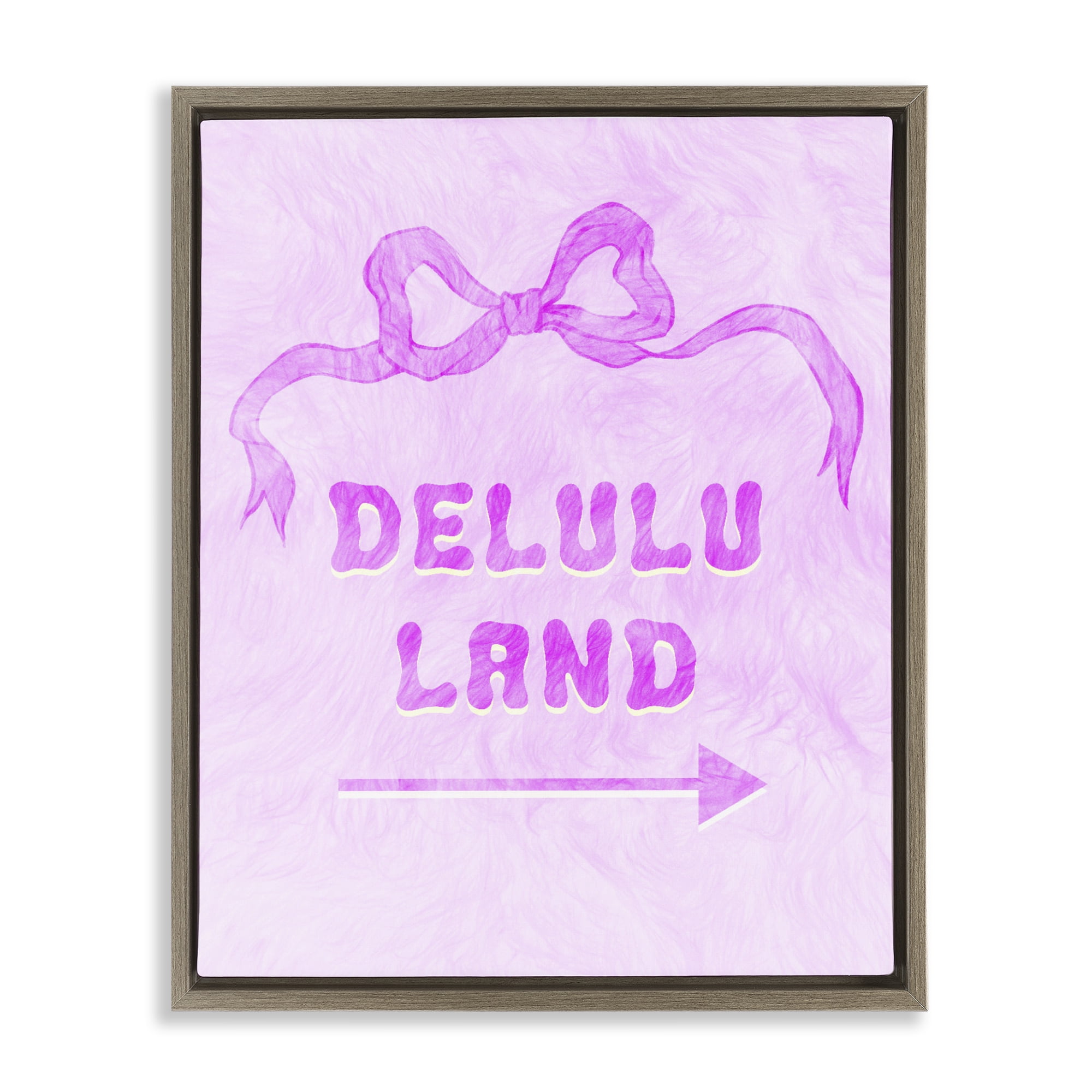 Stupell Industries Delulu Land Feminine Ribbon Brown Framed Floater Canvas Wall Art, design by Ziwei Li