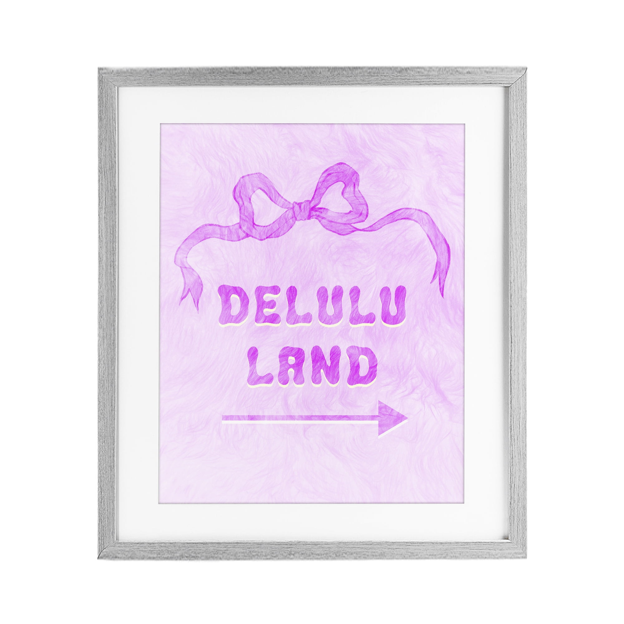 Stupell Industries Delulu Land Feminine Ribbon Gray Framed Print Under Glass, design by Ziwei Li
