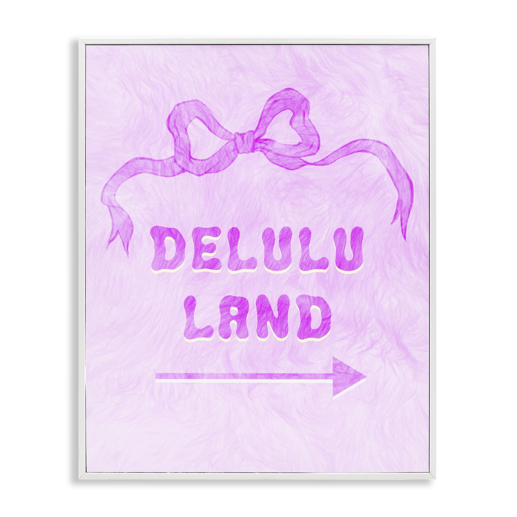 Stupell Industries Delulu Land Feminine Ribbon White Framed Giclee Art, design by Ziwei Li